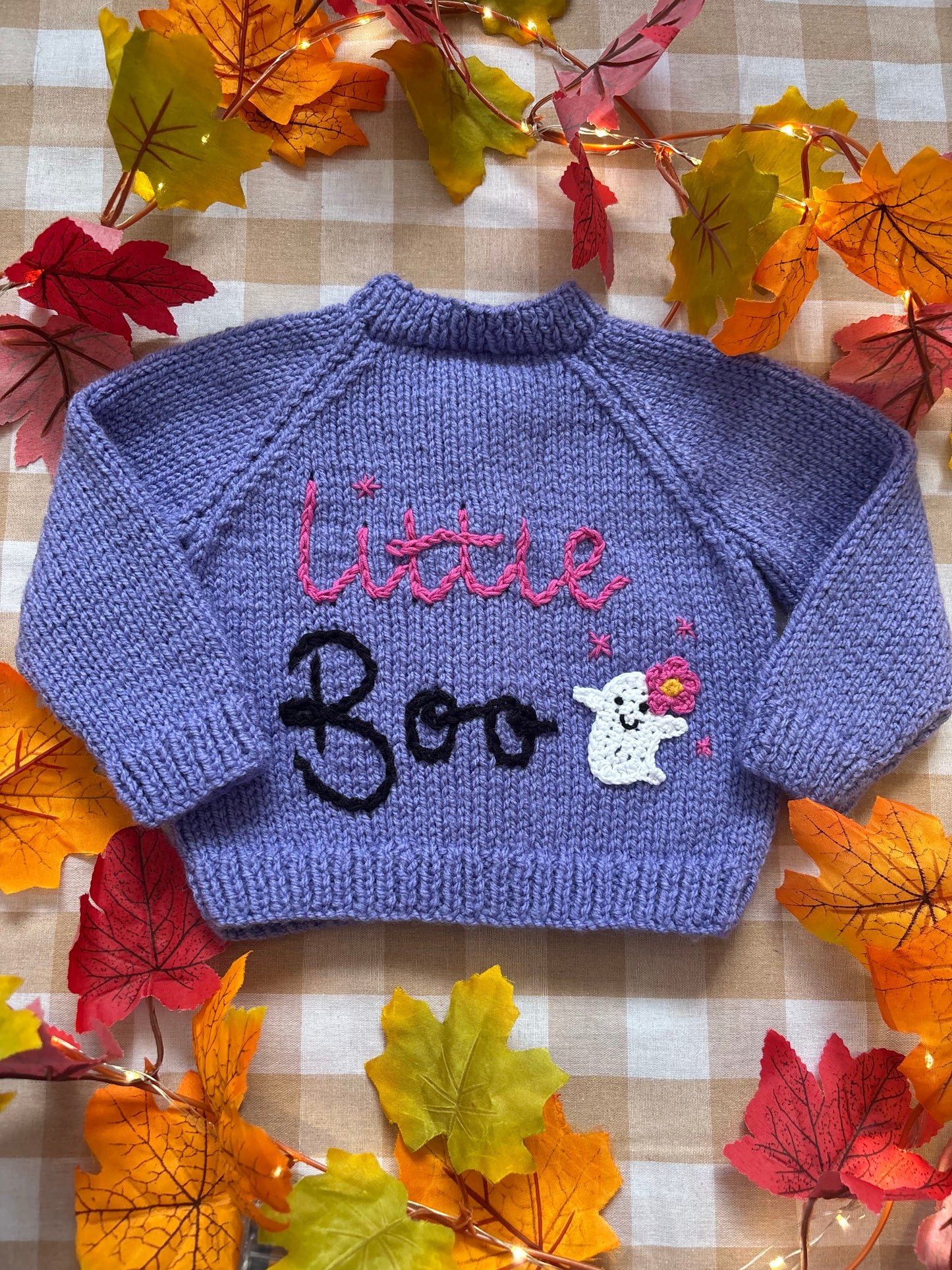Size 0-6 Months, Little Boo, Purple Hand Knitted Cardigan