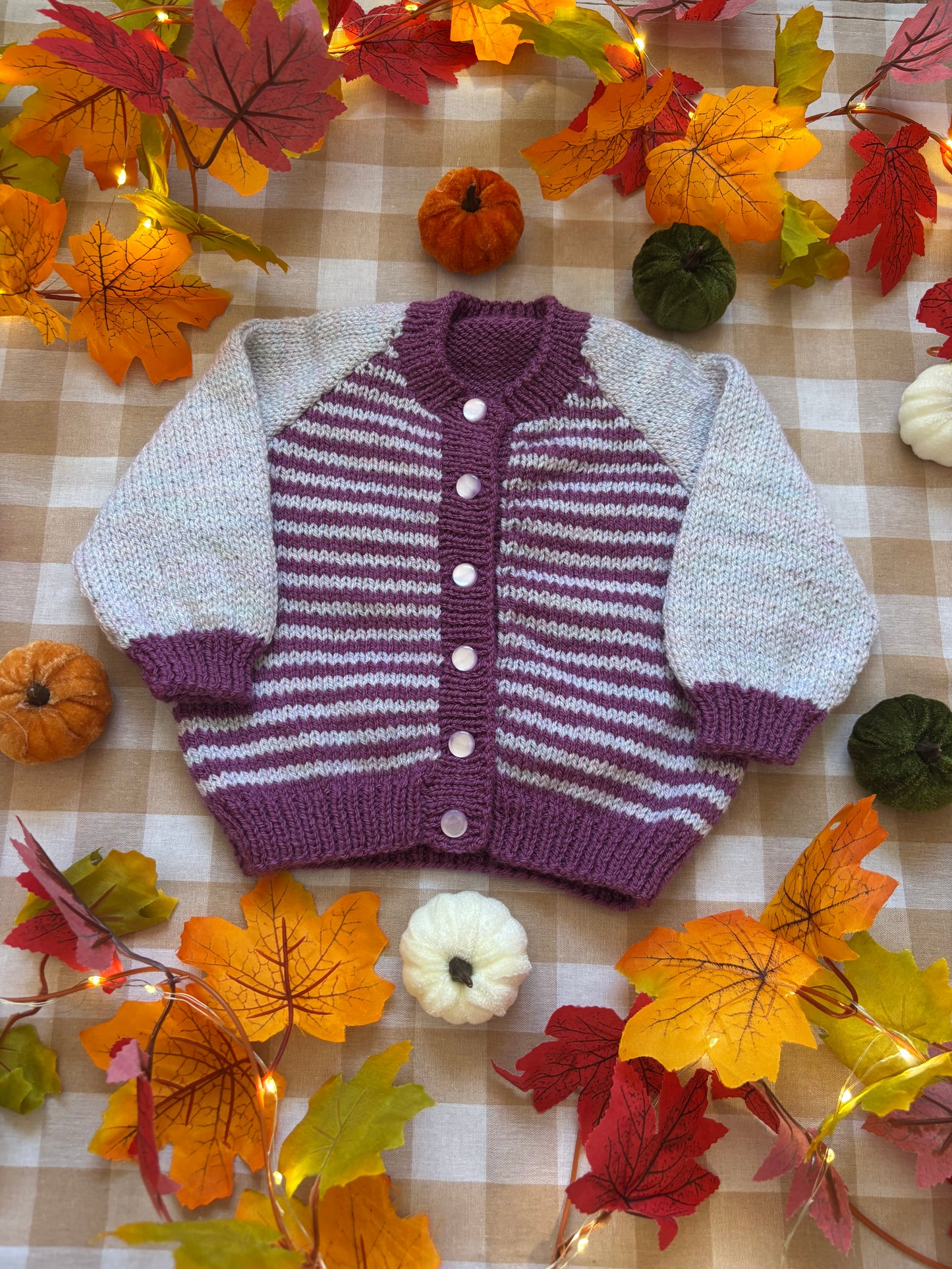 Size 6-12 Months, Fairy Pumpkin Patch, striped front