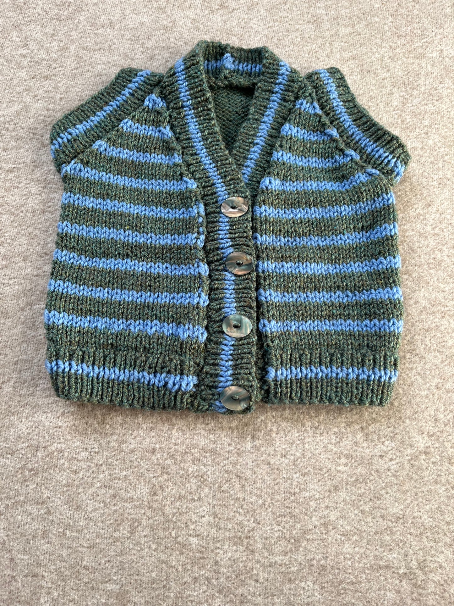 Size 6-12 Months, Hand Knitted Baby Gillet, Wild Thing, Tiger Waistcoat