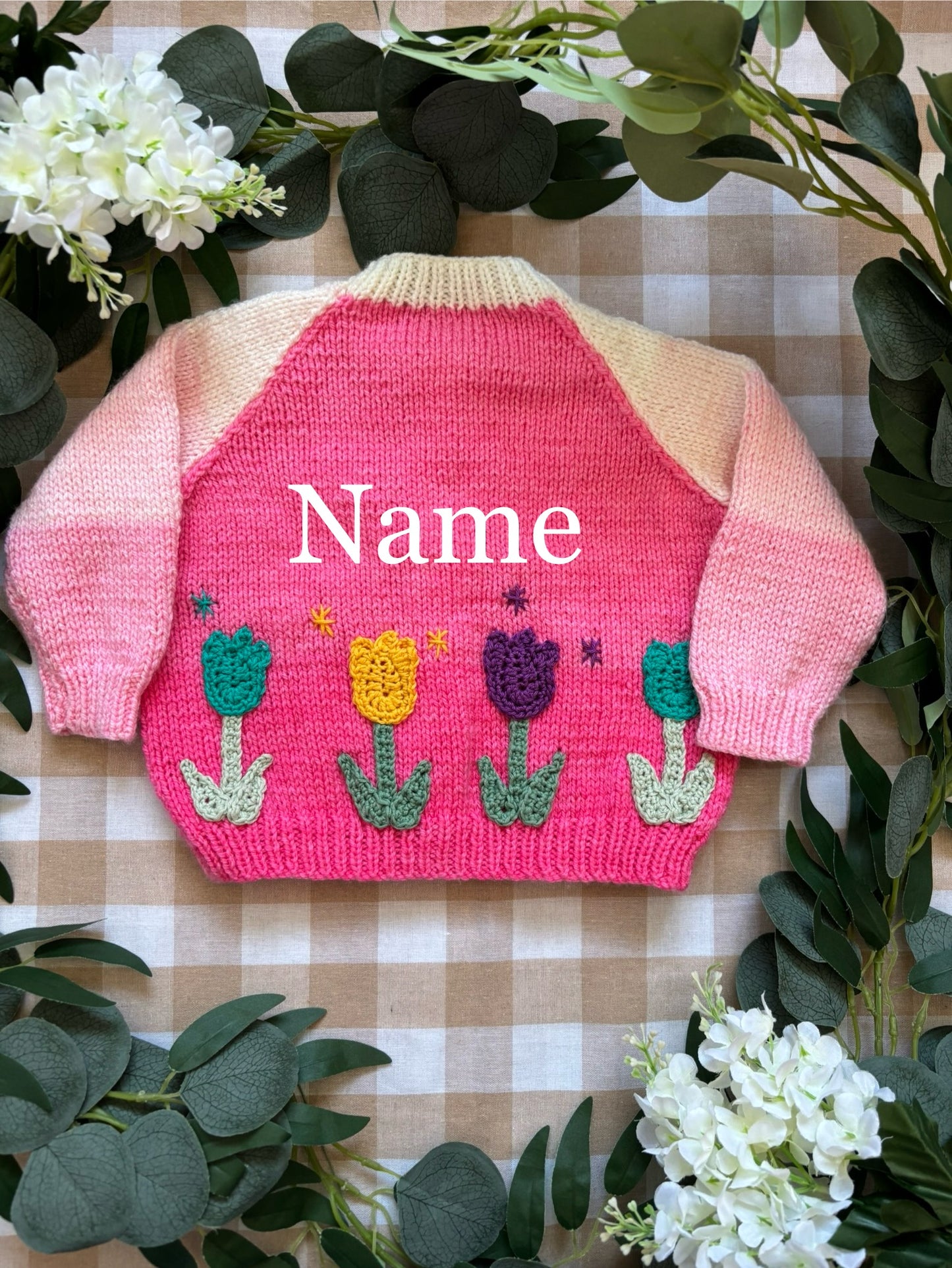 Personalise Me, Size 6-12 Months, Tulip Name Cardigan