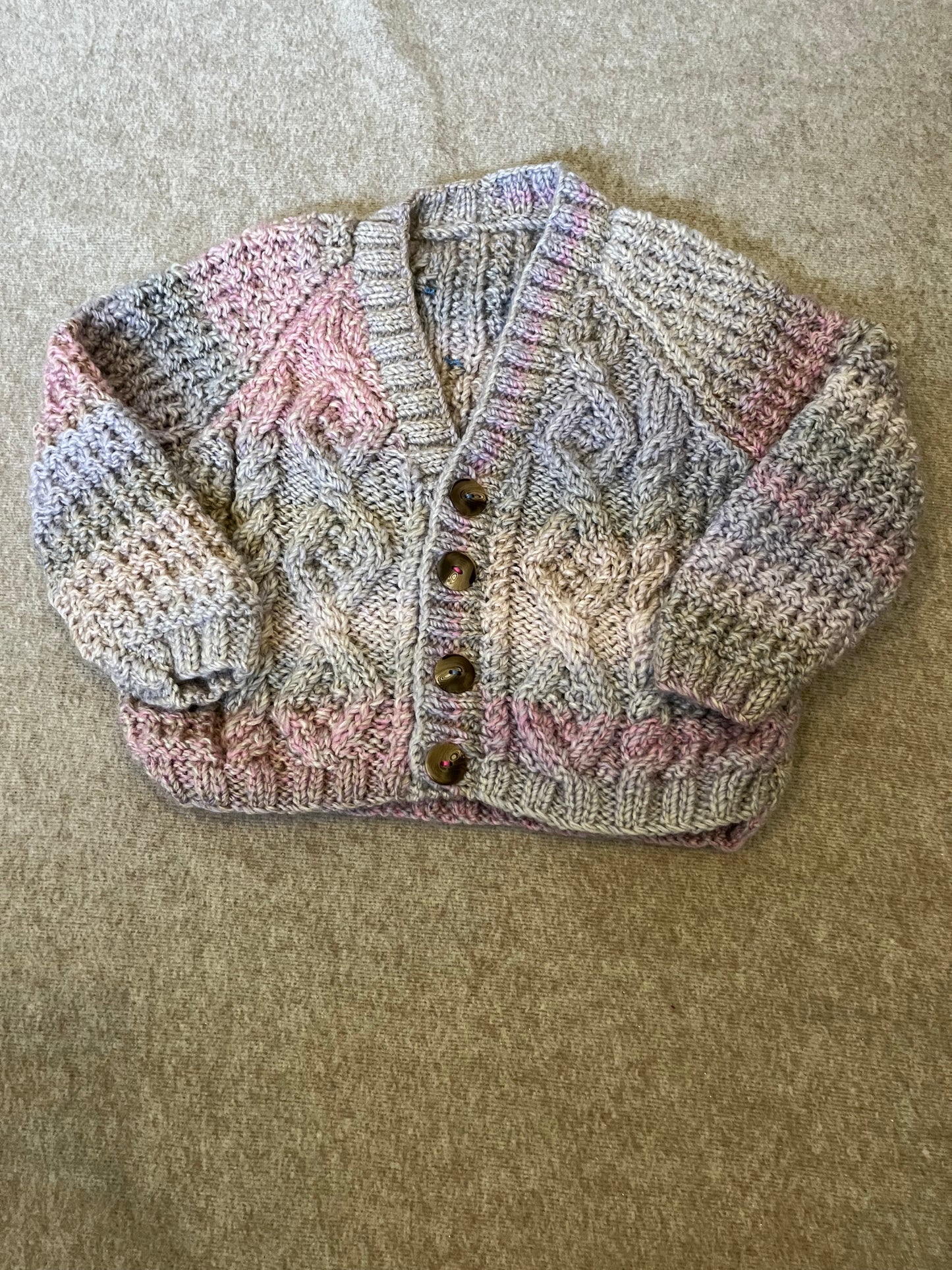 Size 2-3 Years, Ewe + Me, Hand Knitted Ombre Cardigan, Sheep Cardigan