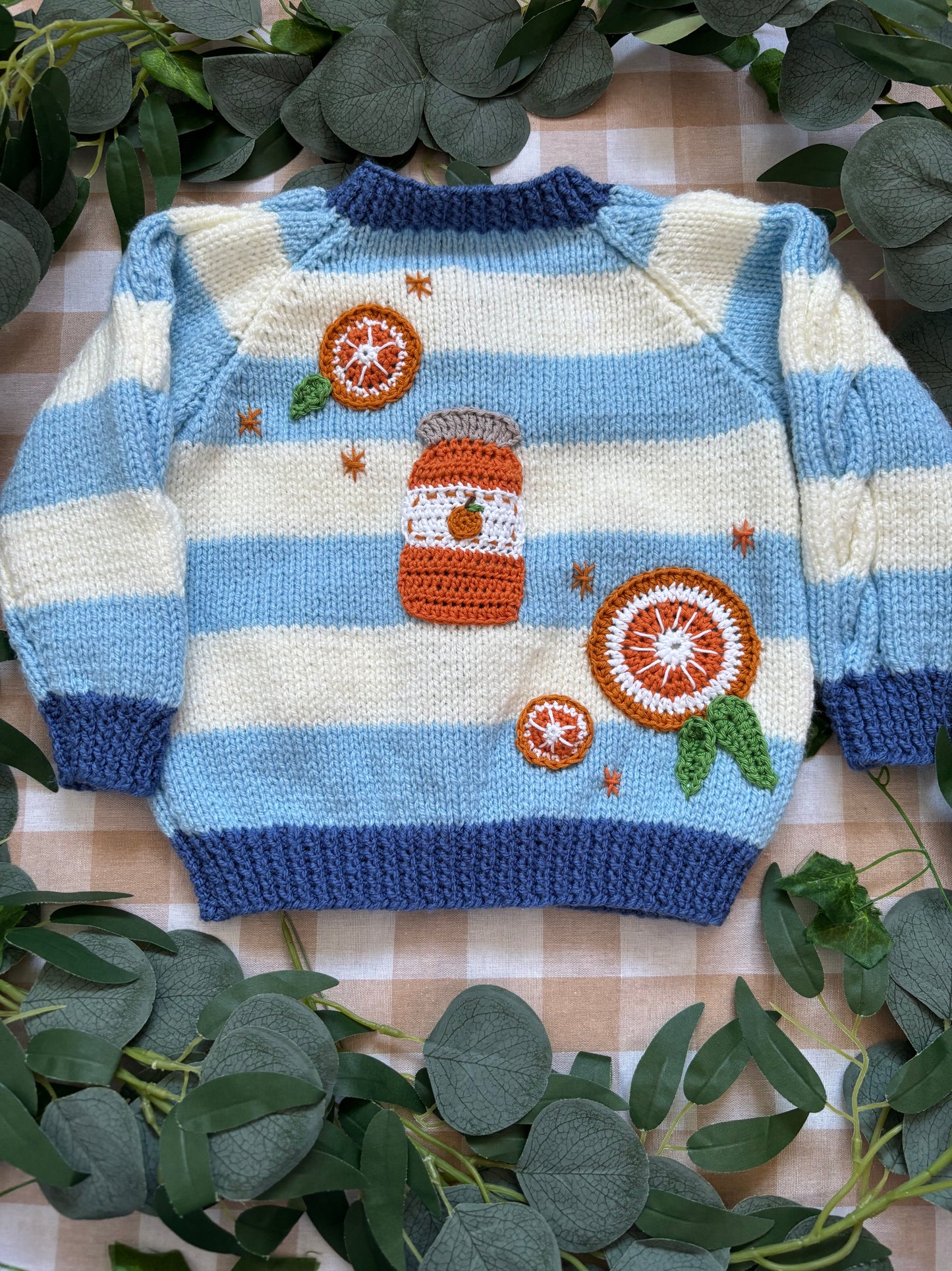 Size 1-2 Years, Stripe Cardi, Marmalade Jar & Orange Slices