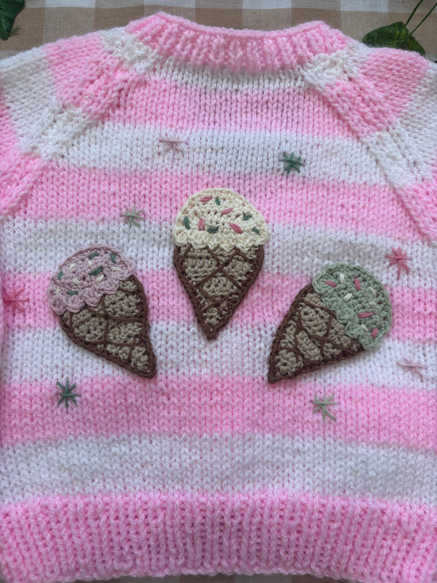 Size 1-2 Years, Ice Cream Striped Cardi