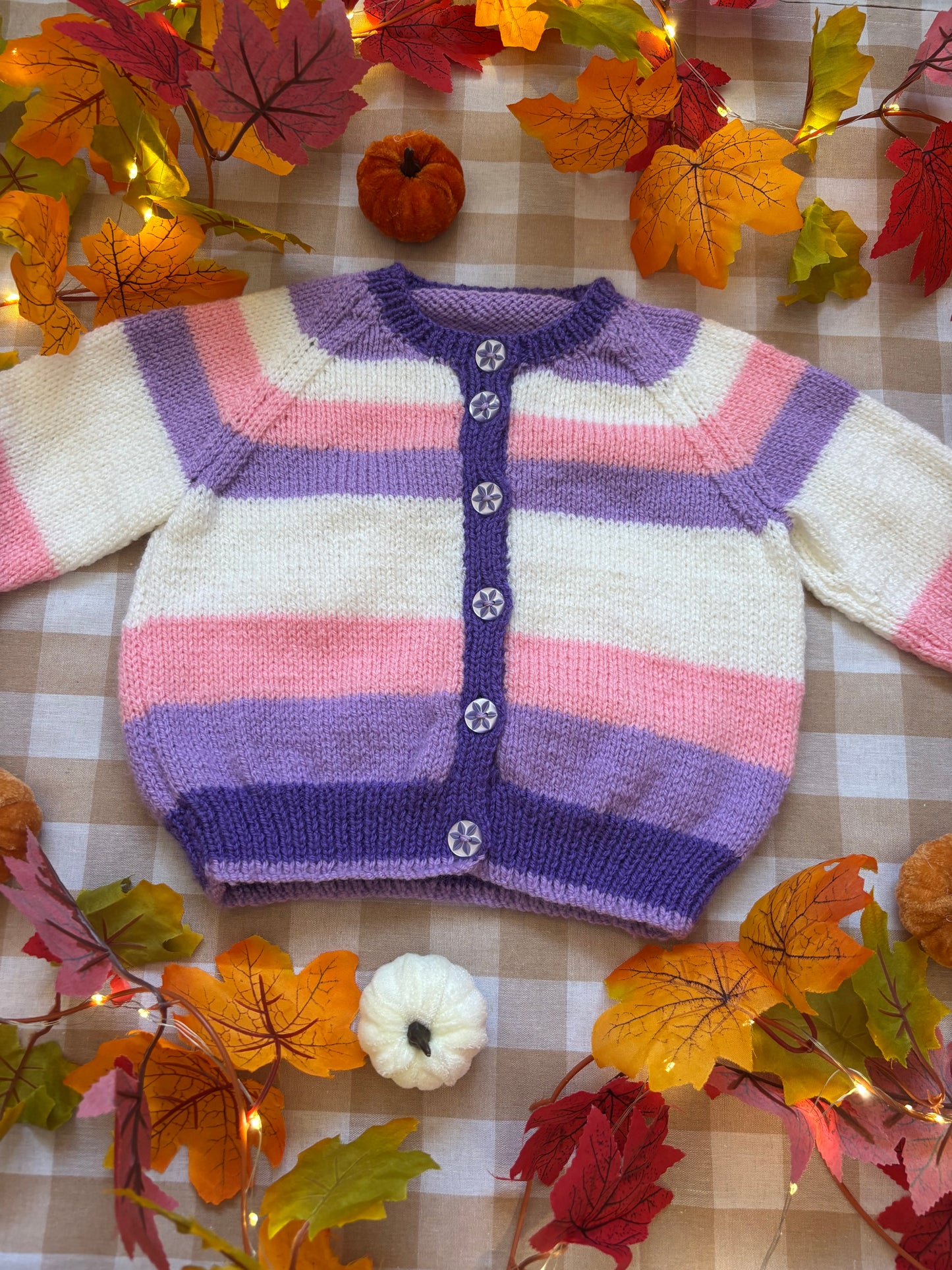 Size 1-2 years, Fairy Pumpkin Patch, Striped pink/purple/white