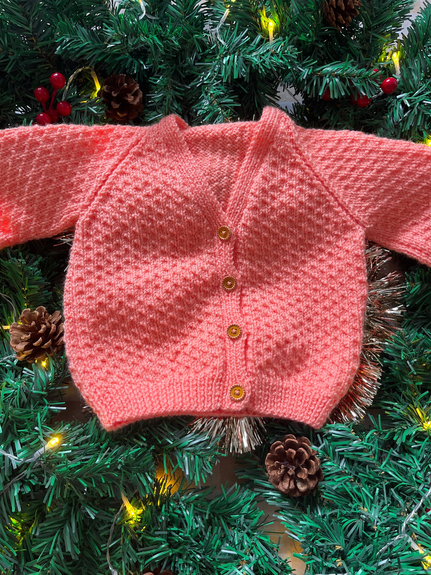 Personalise Me, Size 1-2 Years, Peach Cardi, Christmas Duck Name Cardi