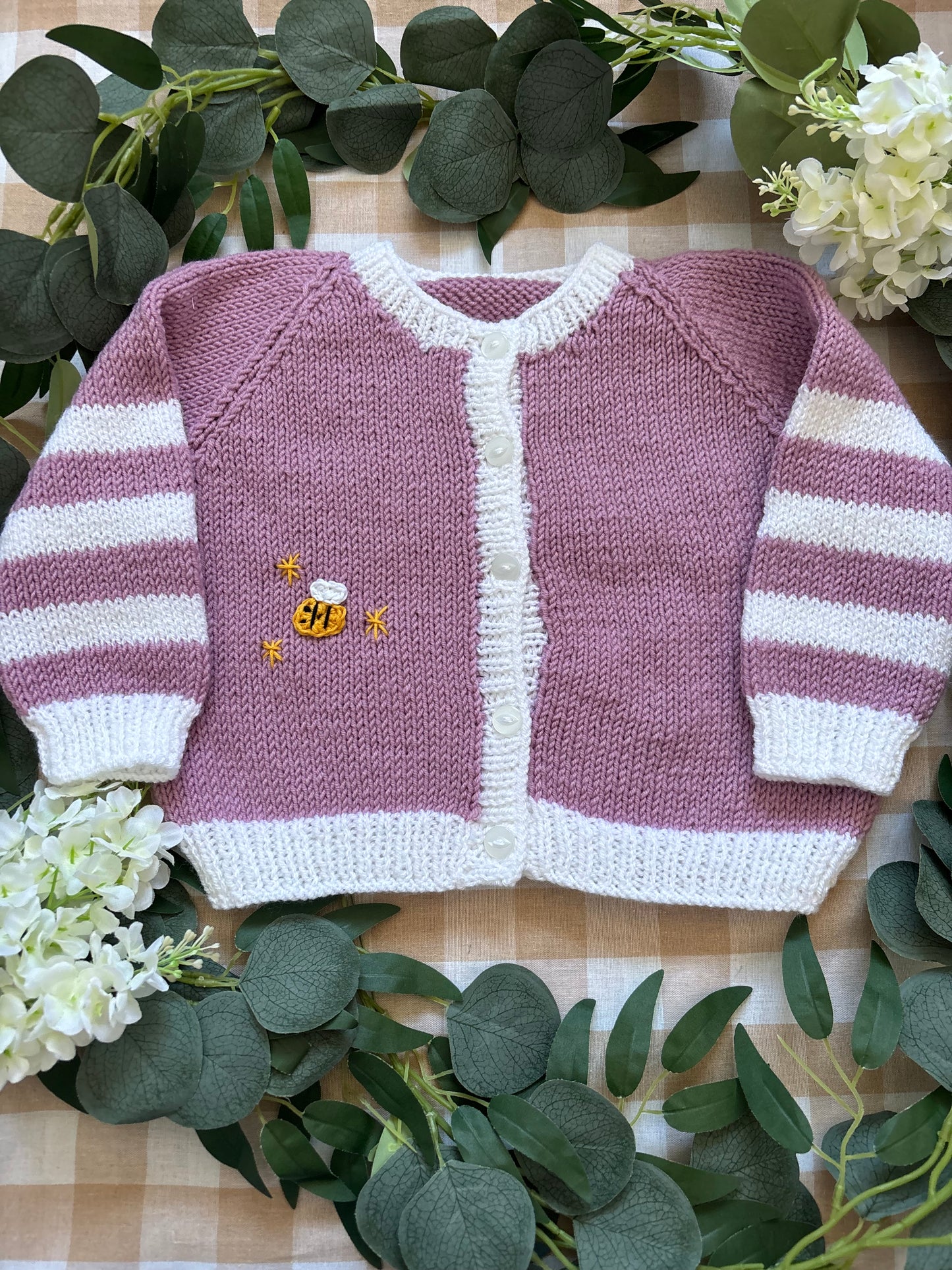 Size 1-2 Years, Busy Bee, Striped Sleeves