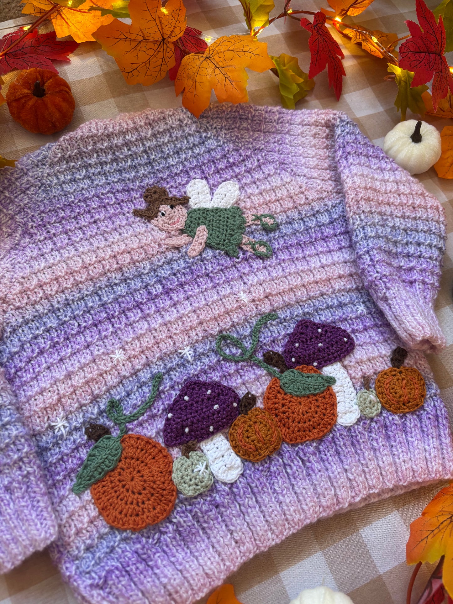 Size 2-4 Years, Fairy Pumpkin Patch, Ombre purple,pink