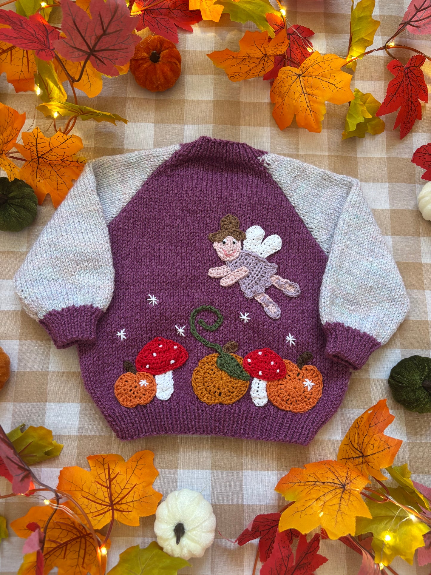 Size 6-12 Months, Fairy Pumpkin Patch, striped front