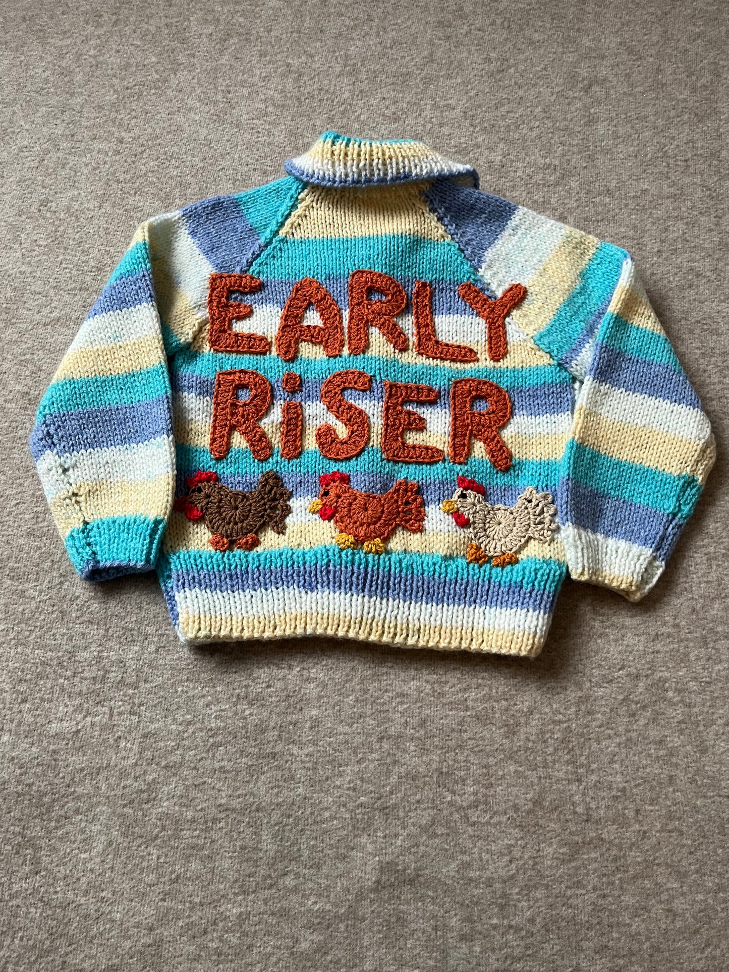 Size 18-24 Months, Early Riser, Hand knitted Toddler Cardigan