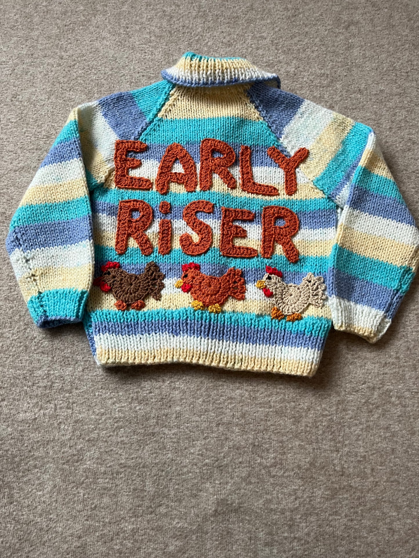 Size 18-24 Months, Early Riser, Hand knitted Toddler Cardigan