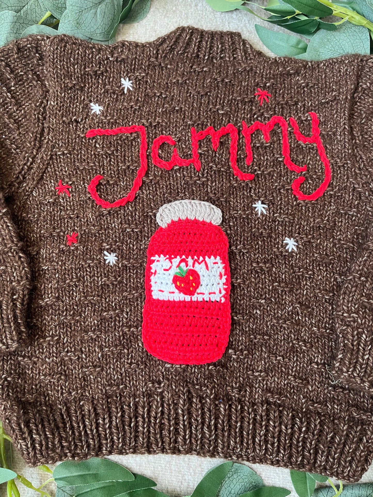 Size 1-3 Years, Jammy, Brown Hand Knitted Cardigan