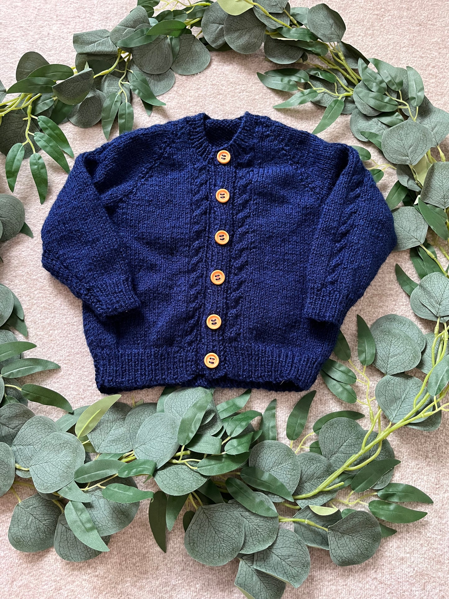 Size 12-18 Months, Wild One, Hand knitted Navy Cardigan, First Birthday Cardigan