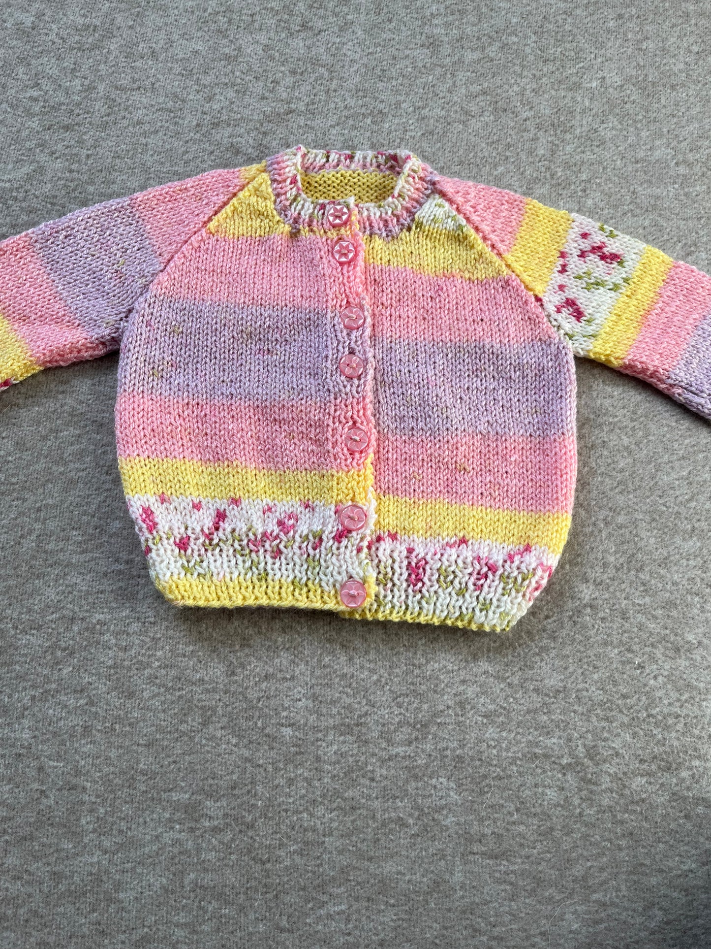 Size 6-12 Months, Hand Knitted Ombre Fleck Cardigan, Hand Knitted Baby, Bumble Bee