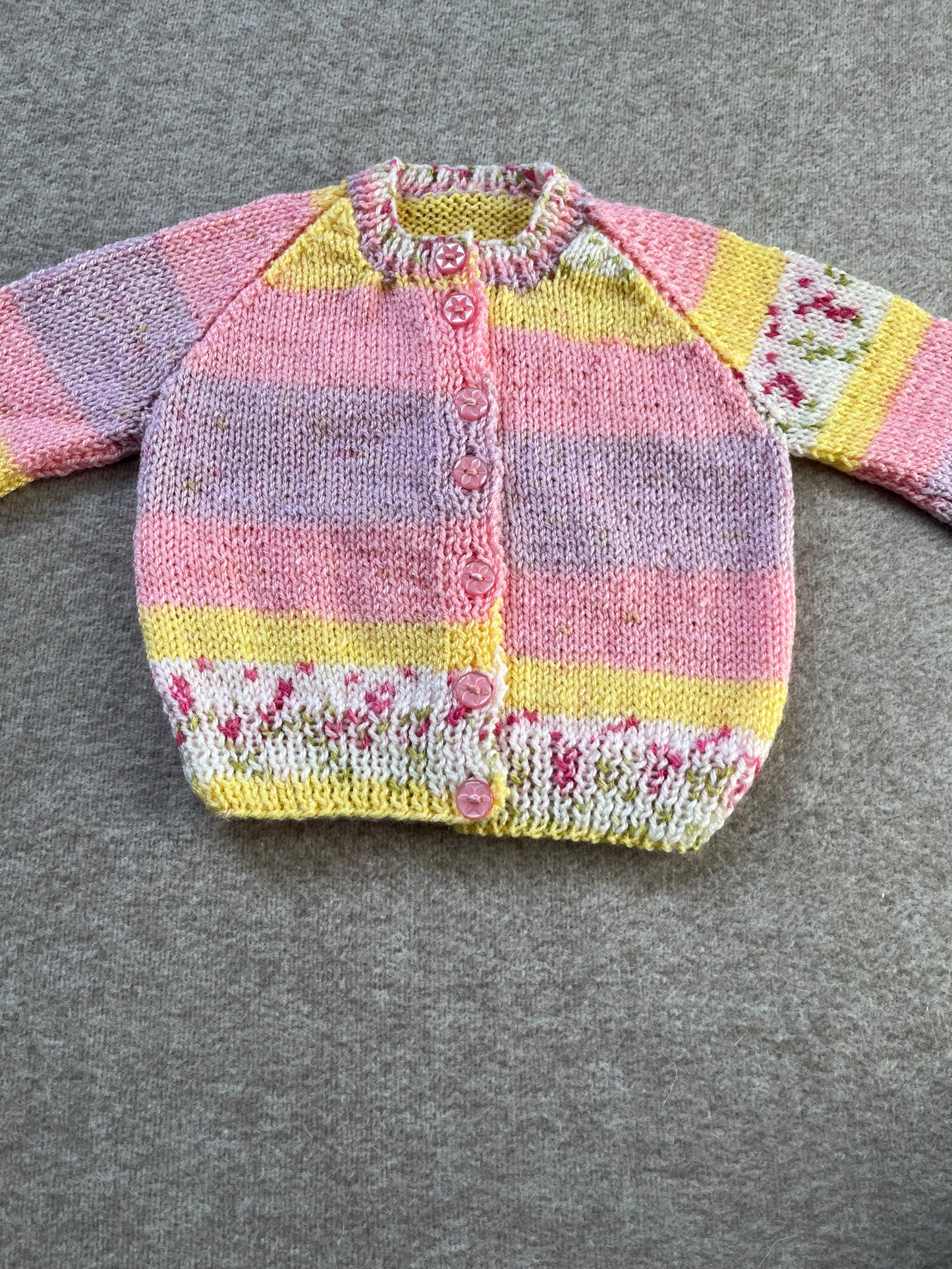 Size 6-12 Months, Hand Knitted Ombre Fleck Cardigan, Hand Knitted Baby, Bumble Bee