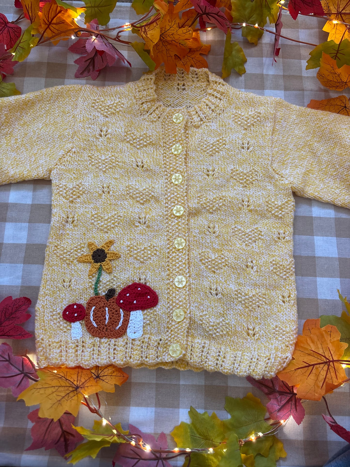 Size 6-8 Years, Woodland Animals, yellow Cardi