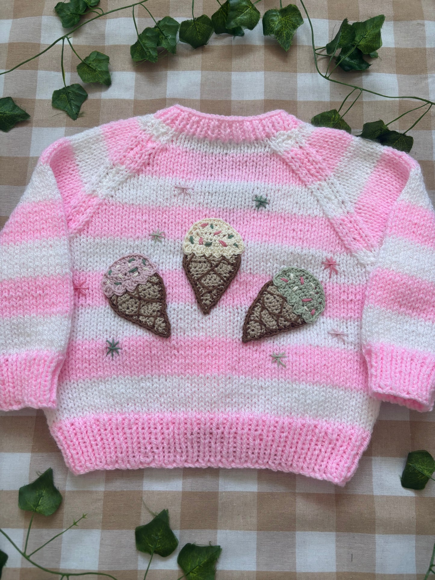 Size 1-2 Years, Ice Cream Striped Cardi