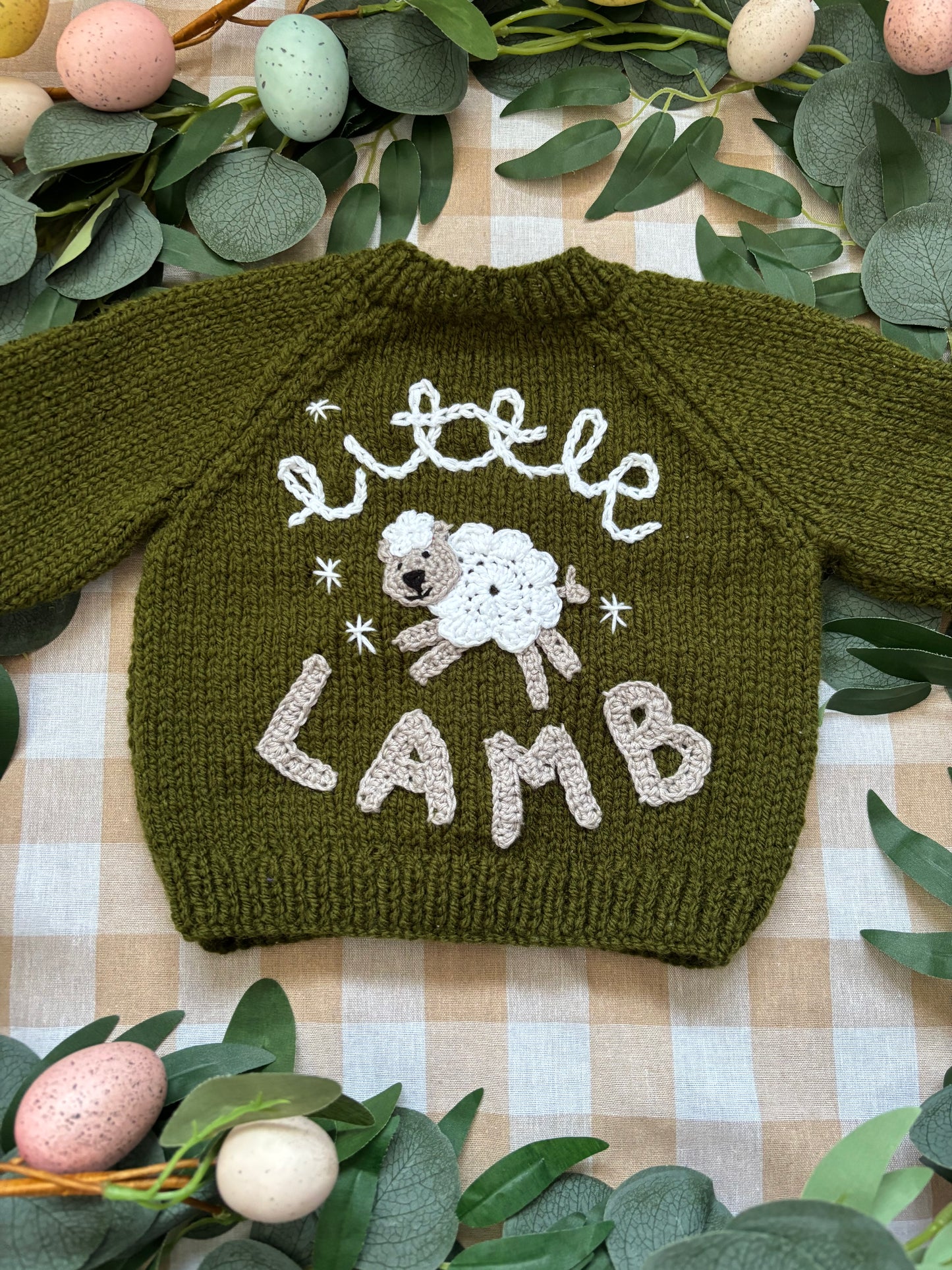 Size 0-6 Months, Little Lamb, Khaki Cardi