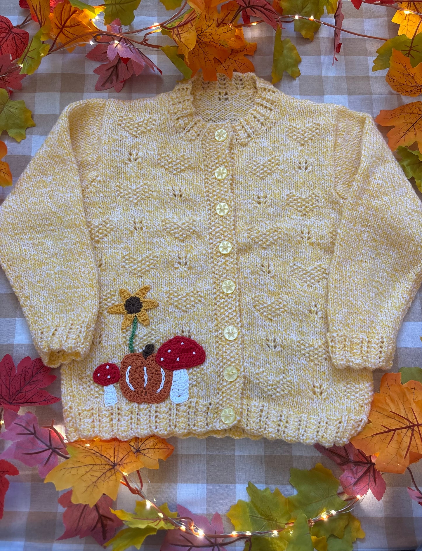 Size 6-8 Years, Woodland Animals, yellow Cardi