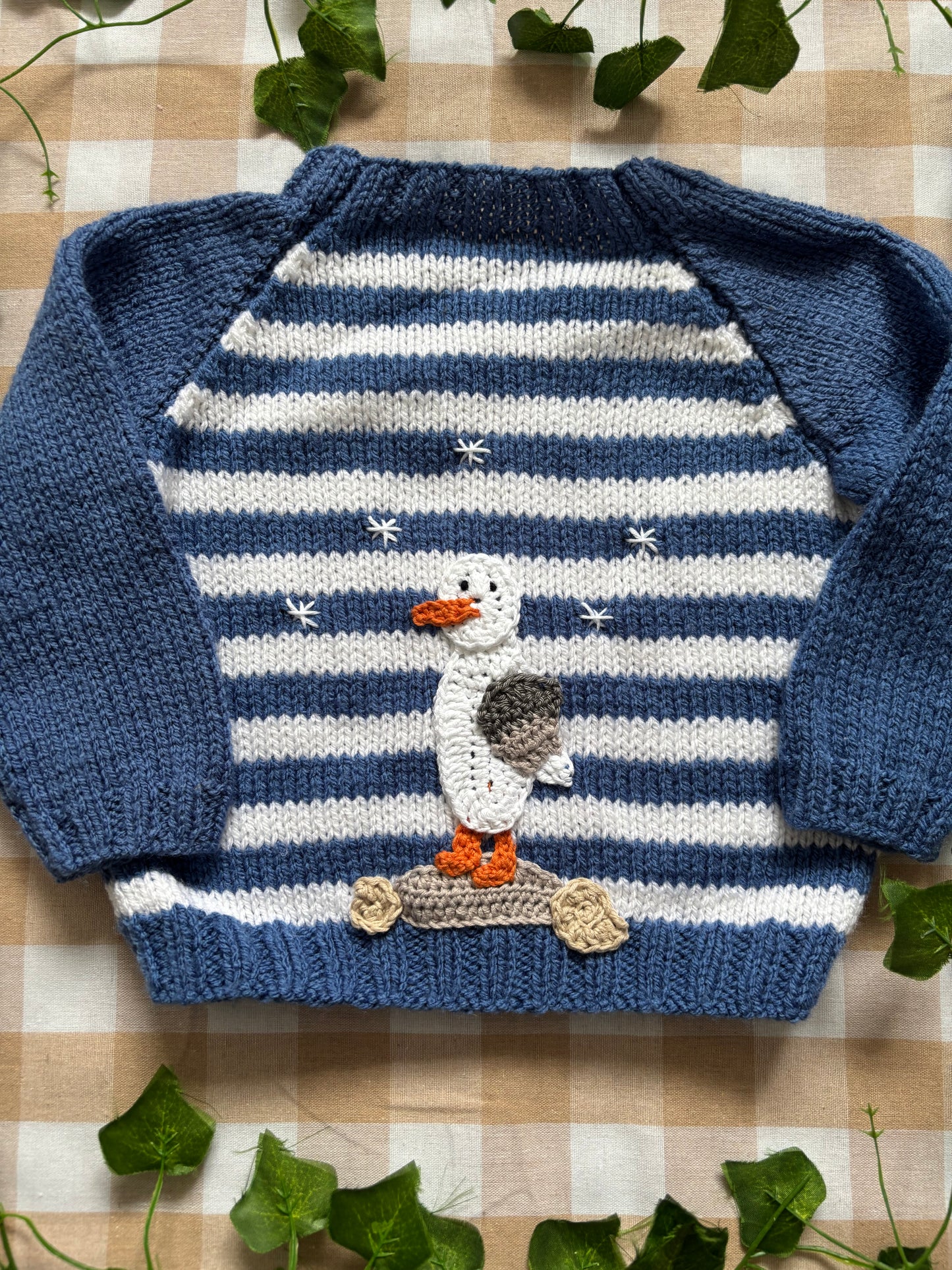Size 9-12 Months, Striped Seagull Jumper