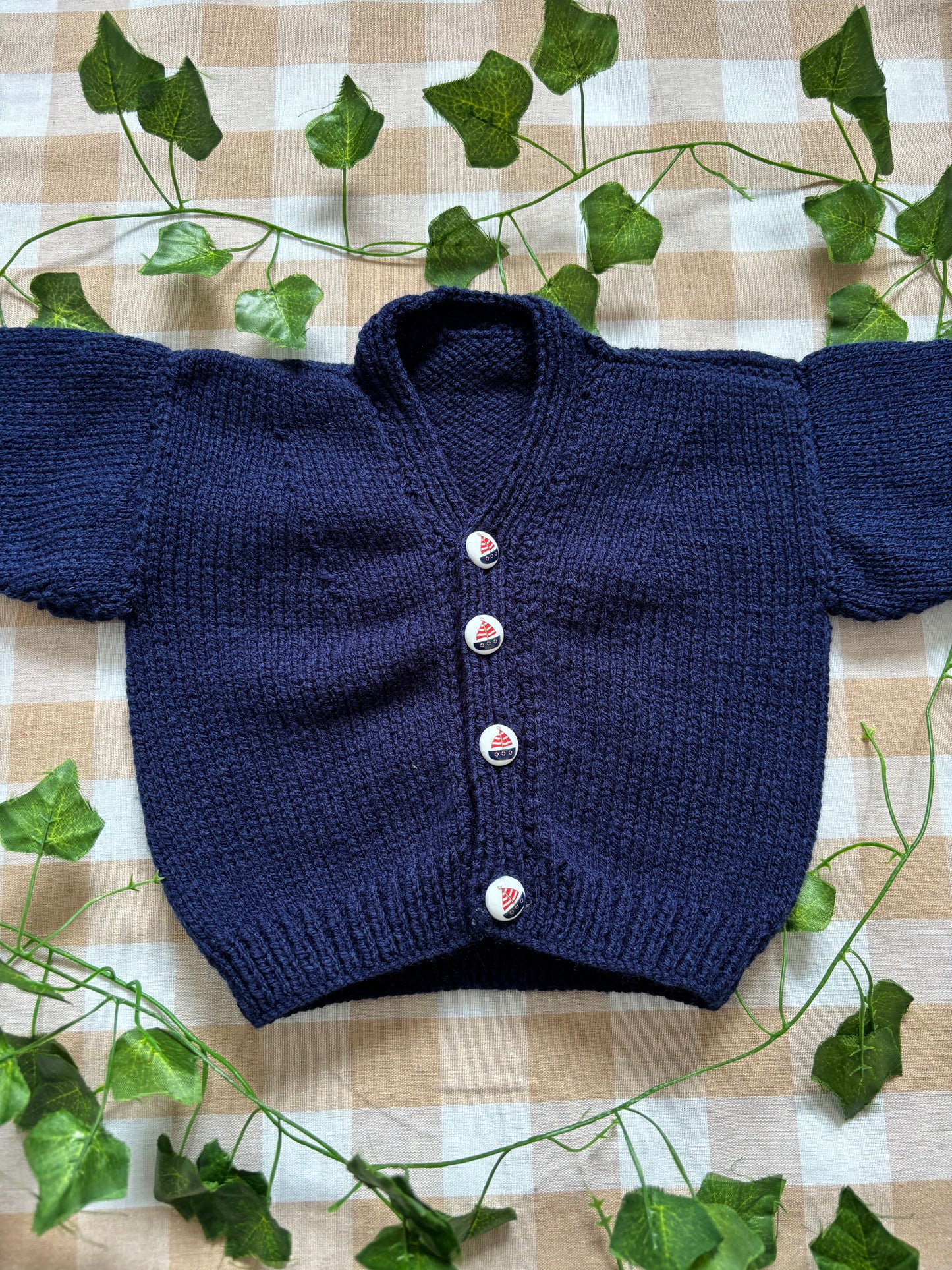 Personalise Me, Size 0-3 Months, Navy Name Seagull Cardi