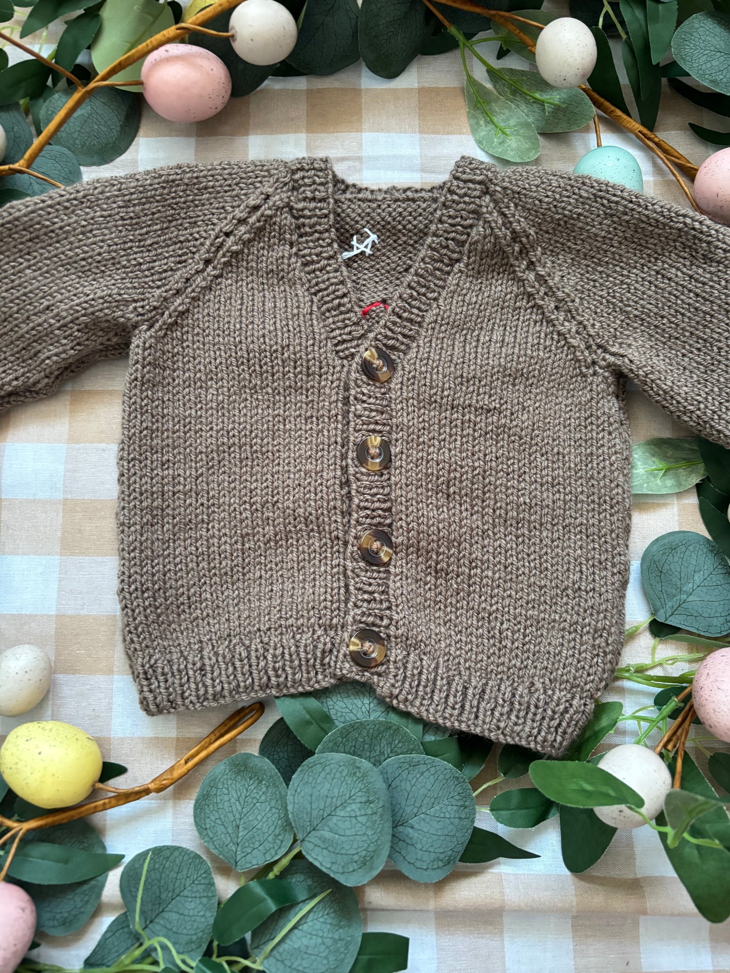 Size 9-12 Months, Jammy with a Strawberry Jam Jar, Brown Cardi