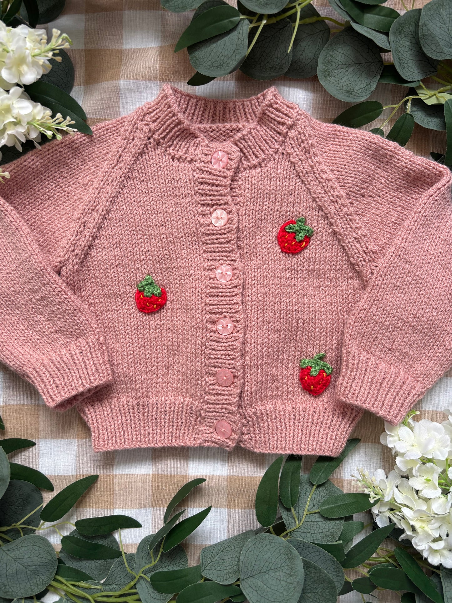 Size 6-12 Months, Berry Sweet, Dusty Pink Hand knitted Cardi