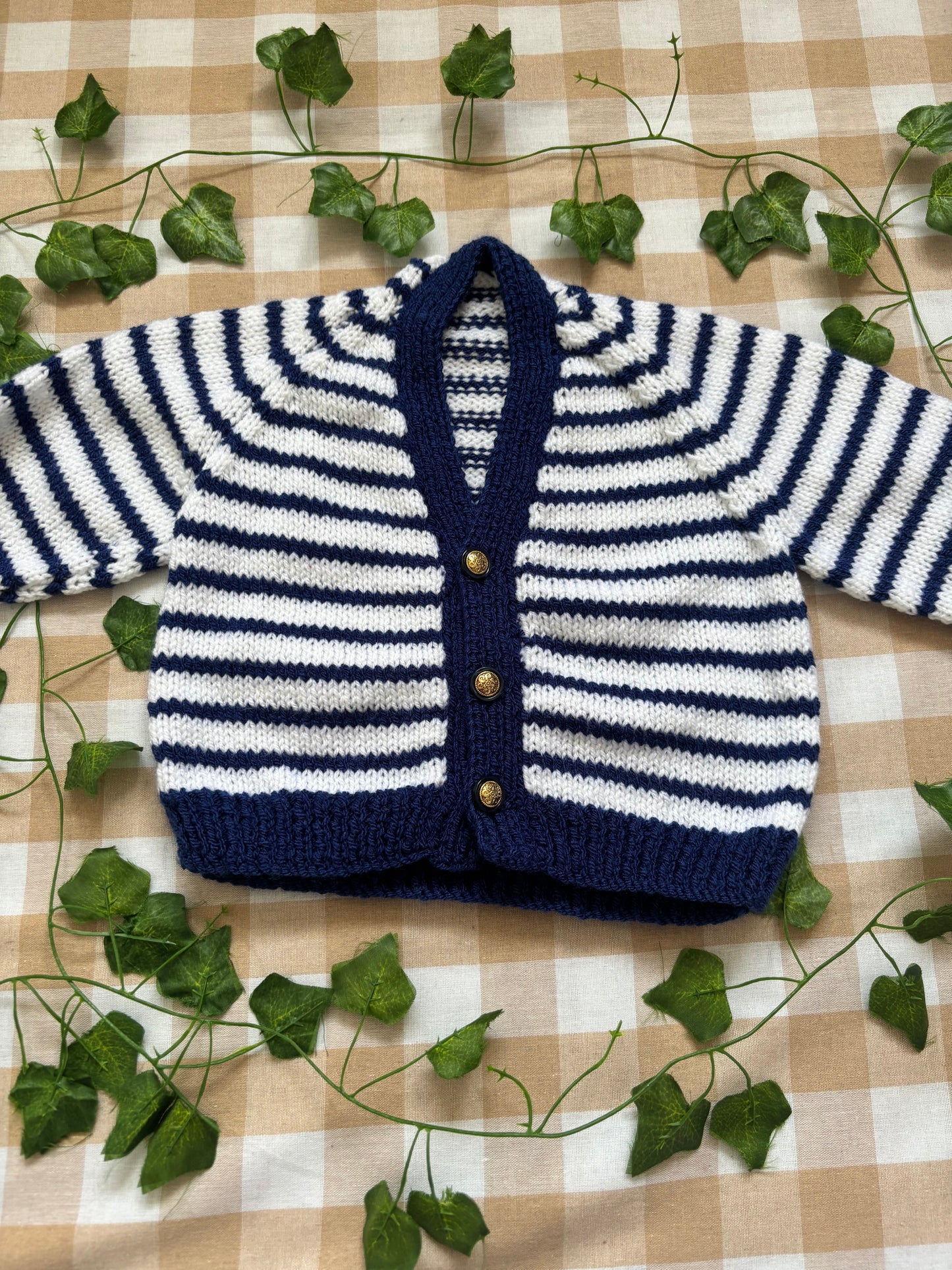 Personalise Me, Add a Letter, Size 6-12 Months, Striped Crab Cardi