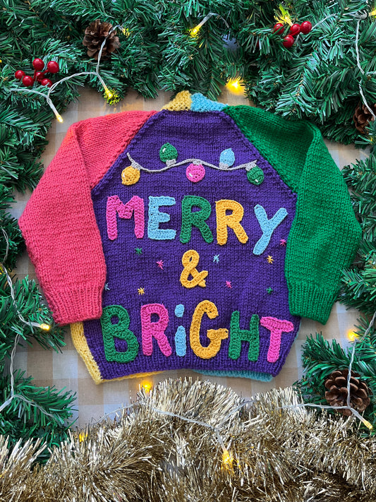 Size 2-3 Years, Merry & Bright, Colourful colour block Cardi