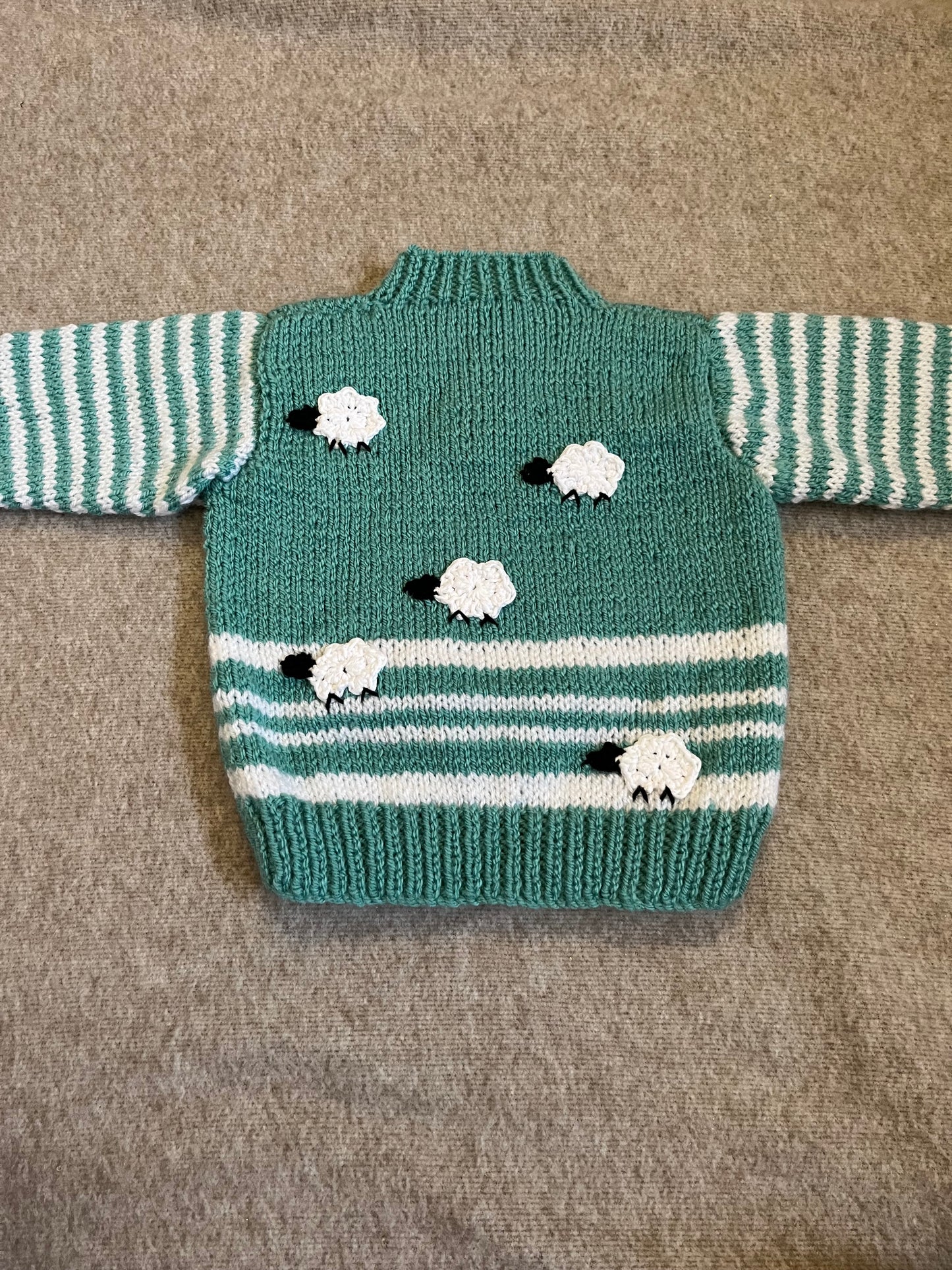 Size 6 Month, Baby Sheep Jumper, Hand Knitted Sweater, Unisex Baby