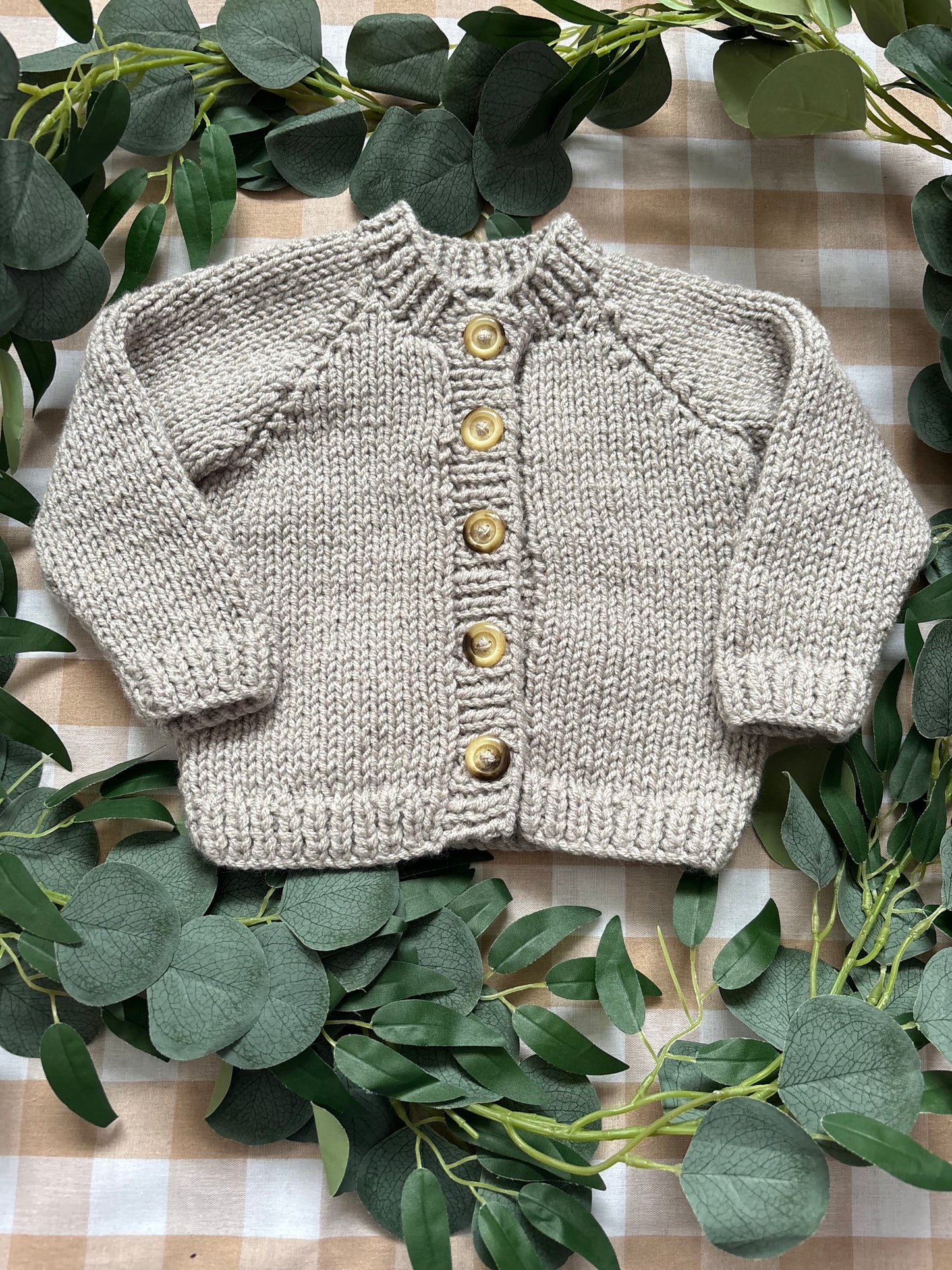 Size 6-12 Months, Spring Mouse, Beige Chunky Cardi