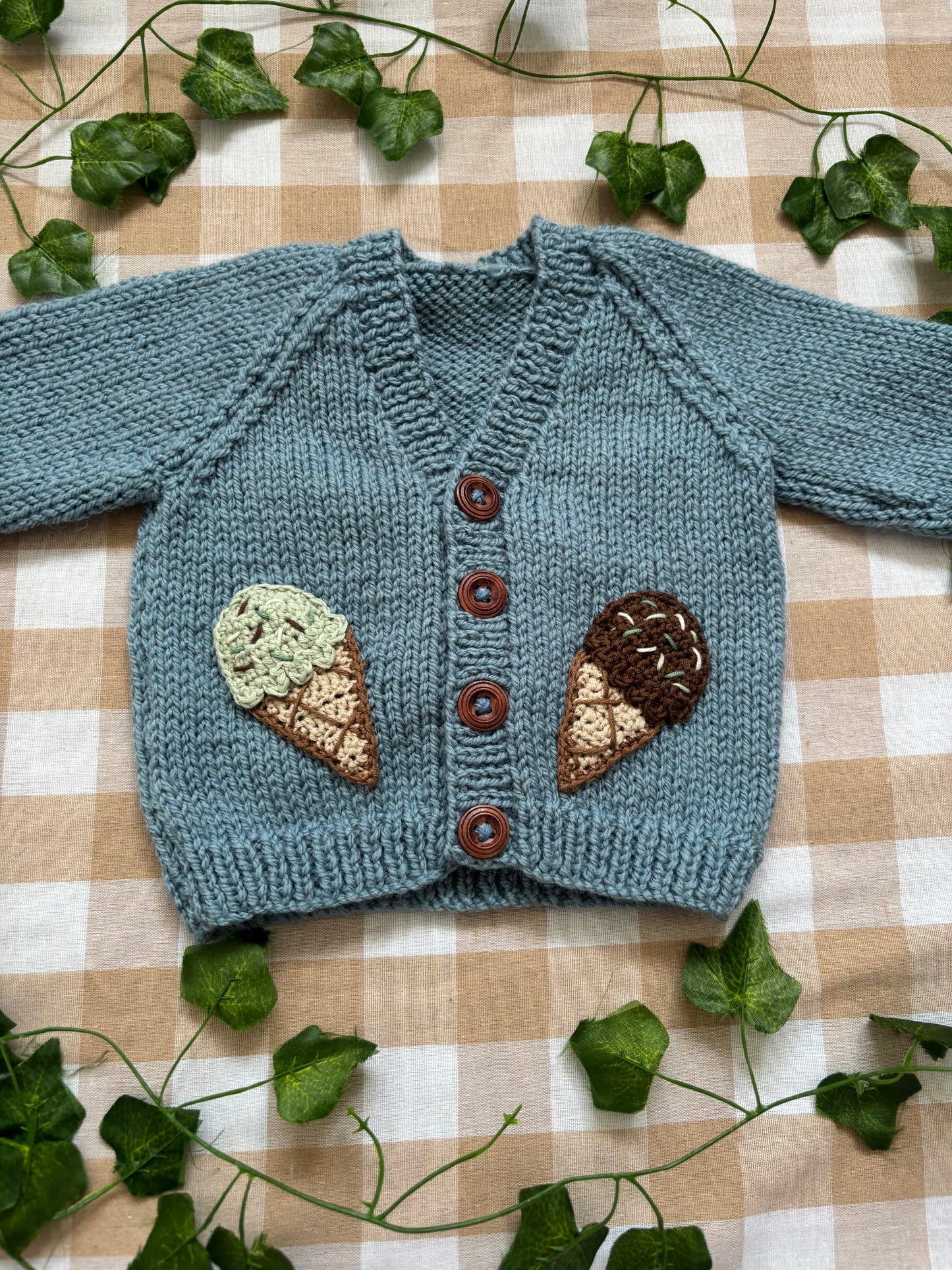 Personalise Me, Size 0-6 Months, Blue Ice Cream Name Cardi