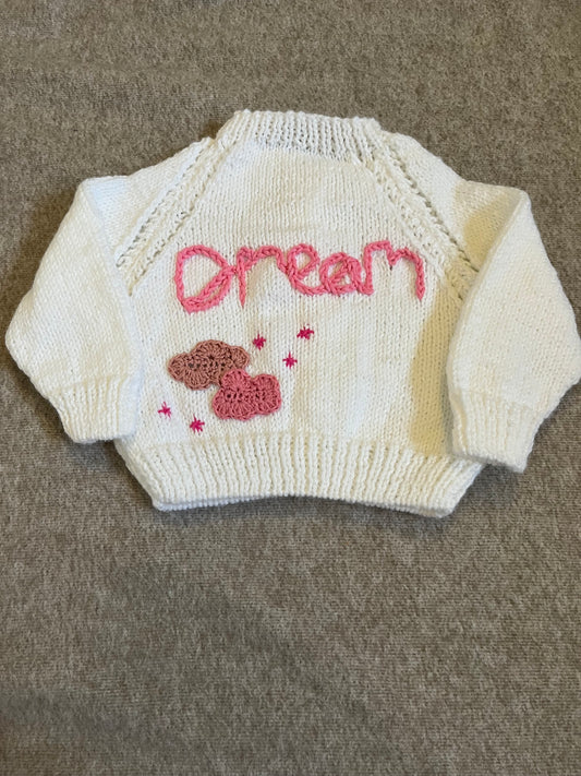 Size 6 Months, Dream Cardigan, White Baby Girls Cardigan, Baby Girl Gift, Baby Shower Gift