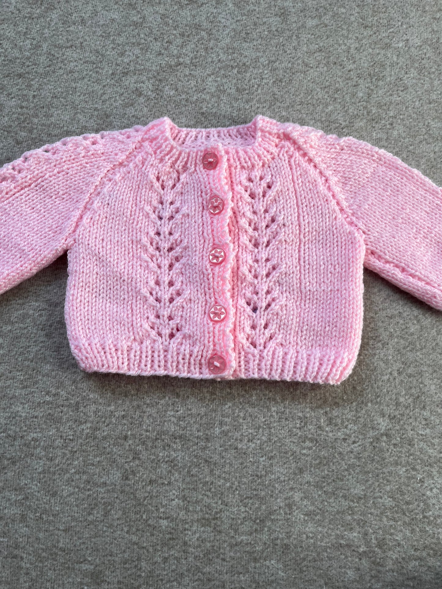 Size 0-3 Months, Little Sister, Baby Pink Cardigan, Hand Knitted Baby Girl