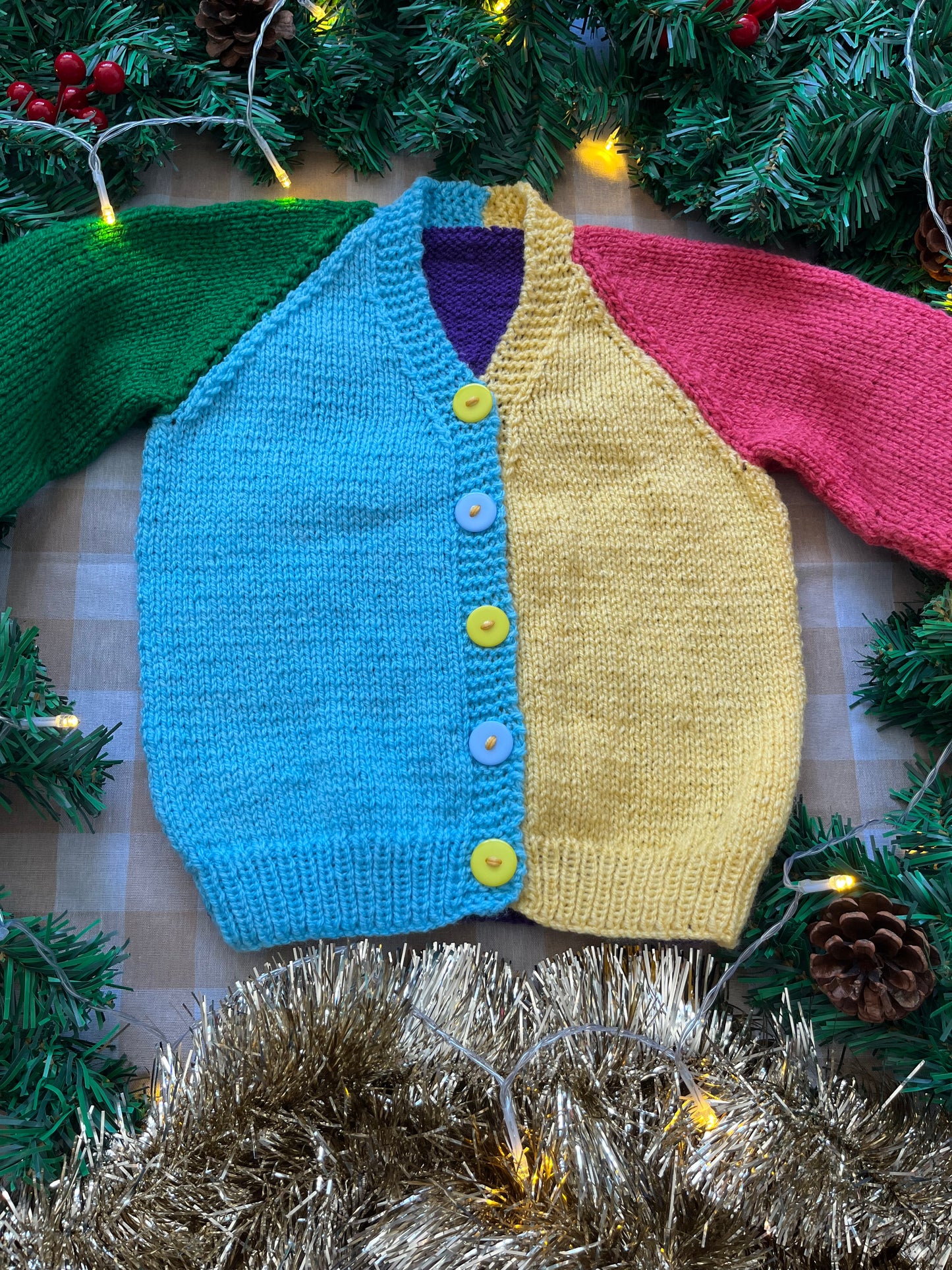 Size 2-3 Years, Merry & Bright, Colourful colour block Cardi