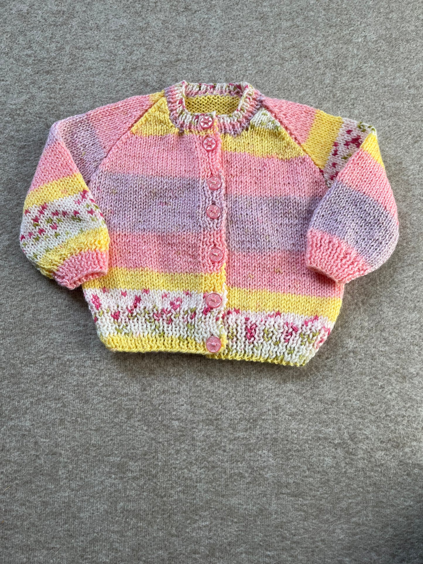 Size 6-12 Months, Hand Knitted Ombre Fleck Cardigan, Hand Knitted Baby, Bumble Bee