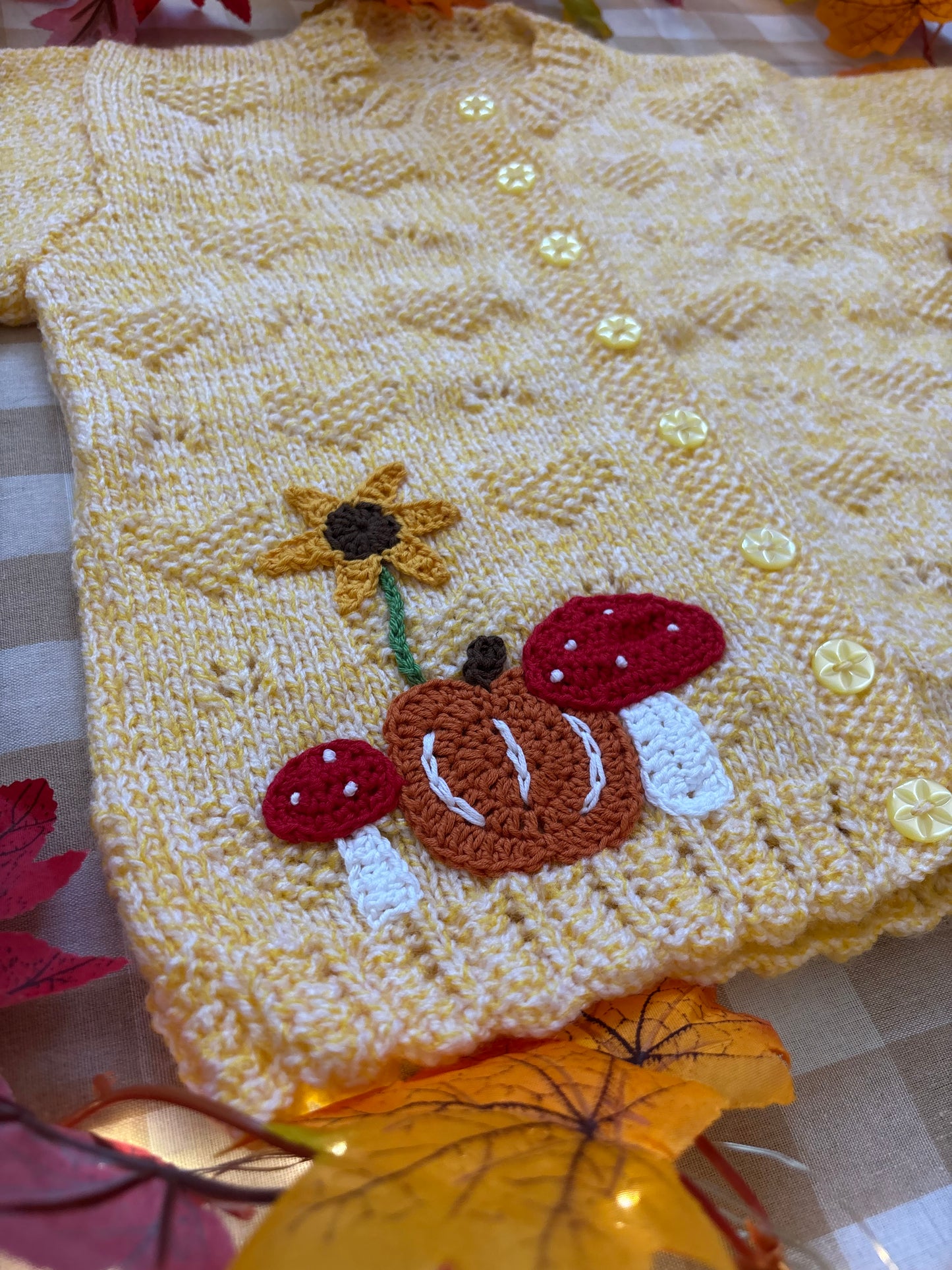 Size 6-8 Years, Woodland Animals, yellow Cardi