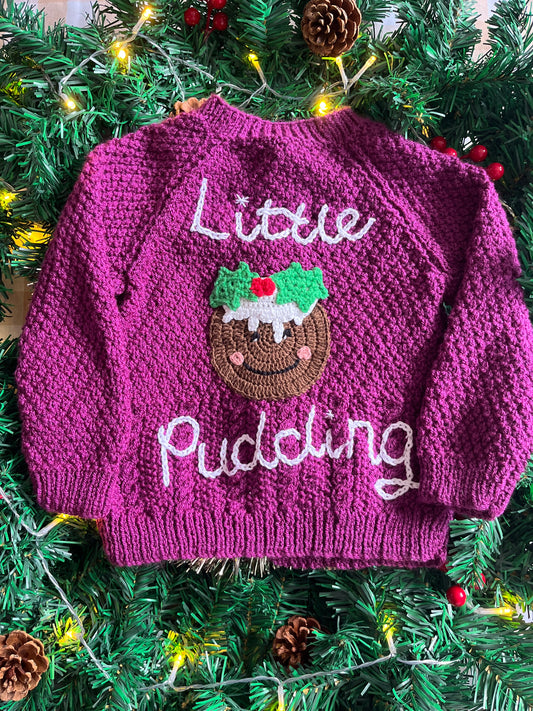Size 2-4 Years, Little Pudding, Purple Christmas Cardi