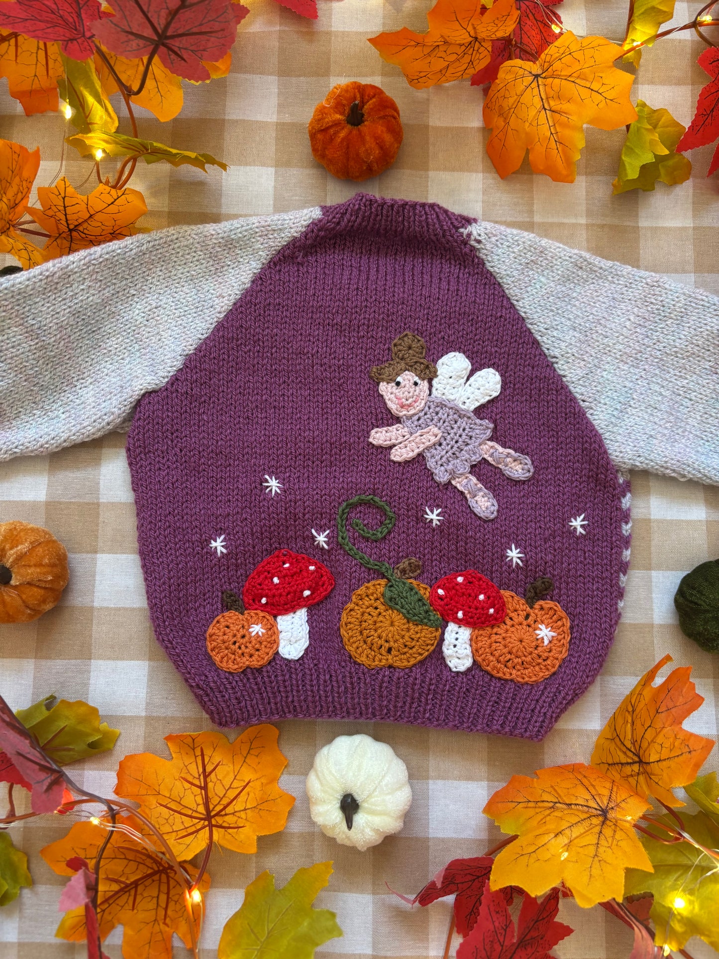 Size 6-12 Months, Fairy Pumpkin Patch, striped front