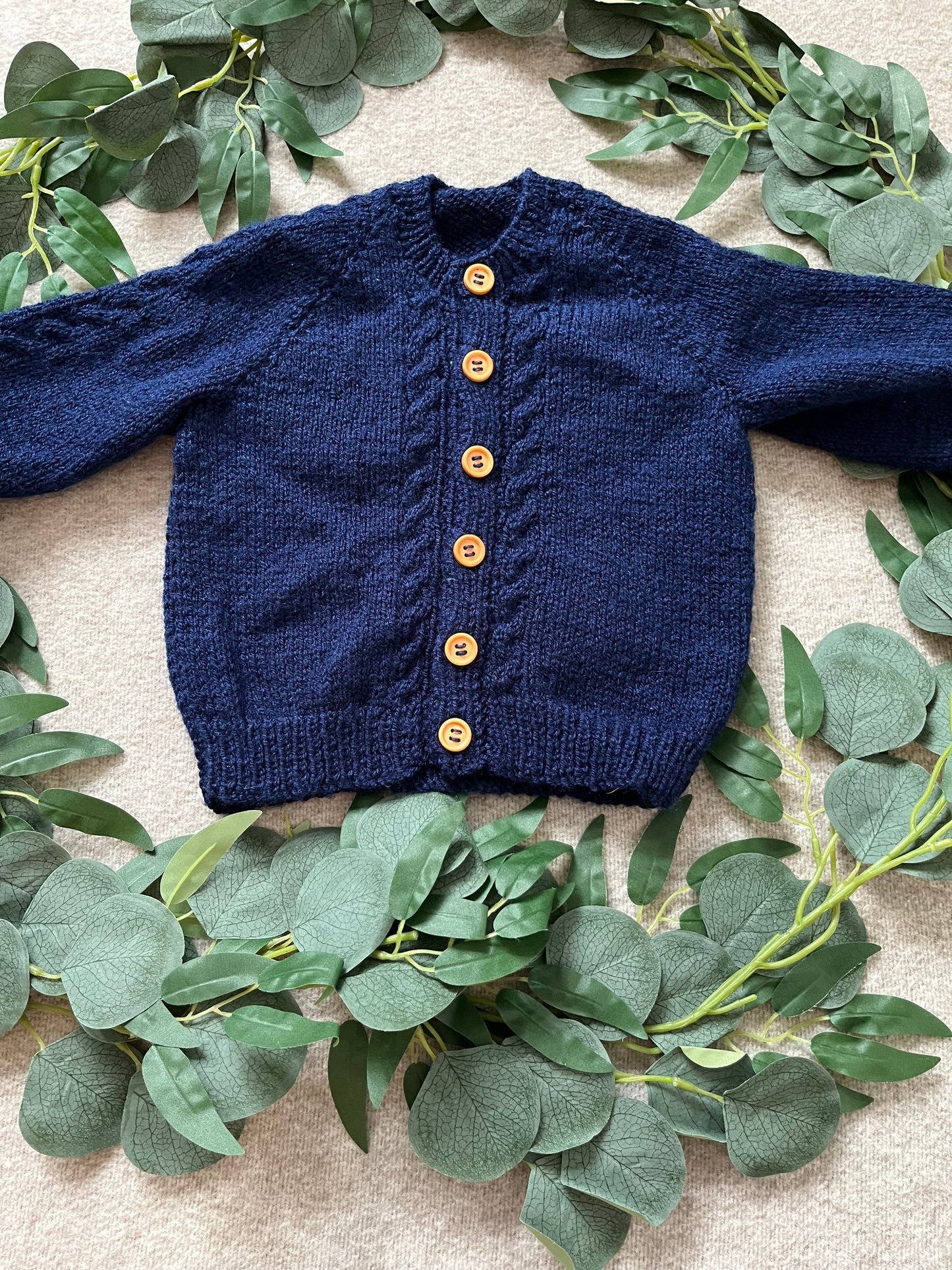 Size 12-18 Months, Wild One, Hand knitted Navy Cardigan, First Birthday Cardigan