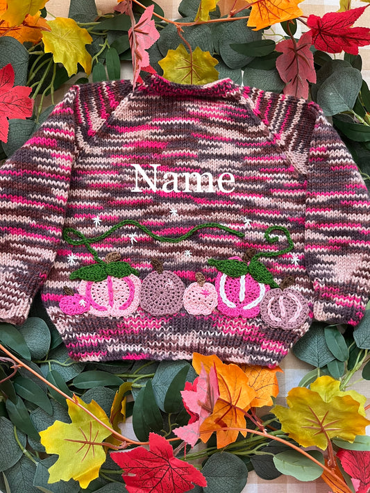 Personalise Me, Size 1-2 Years, Name Cardigan, Pink Pumpkin Patch Cardi