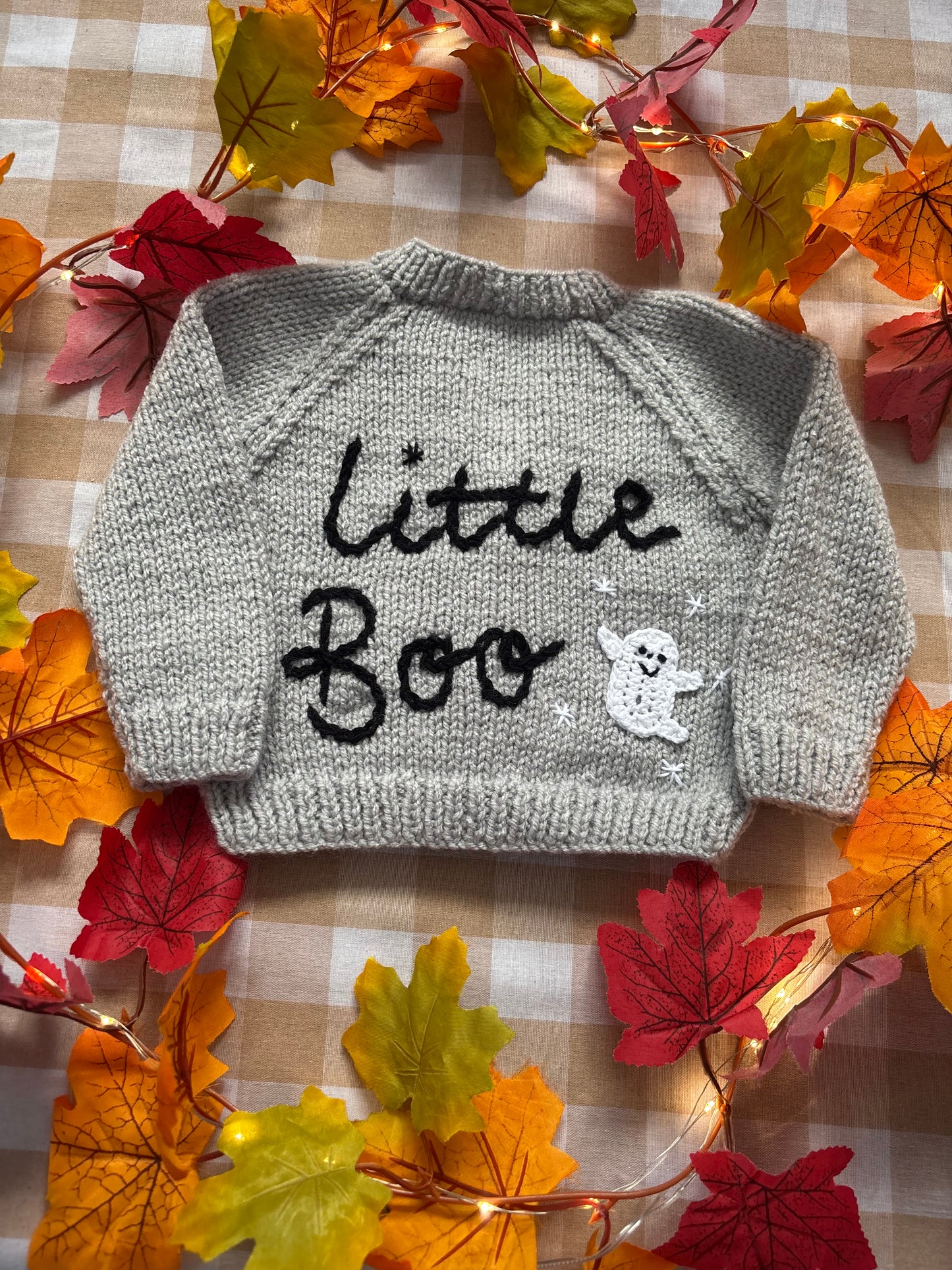 Size 0-6 Months, Little Boo, Grey Hand Knitted Baby Cardigan