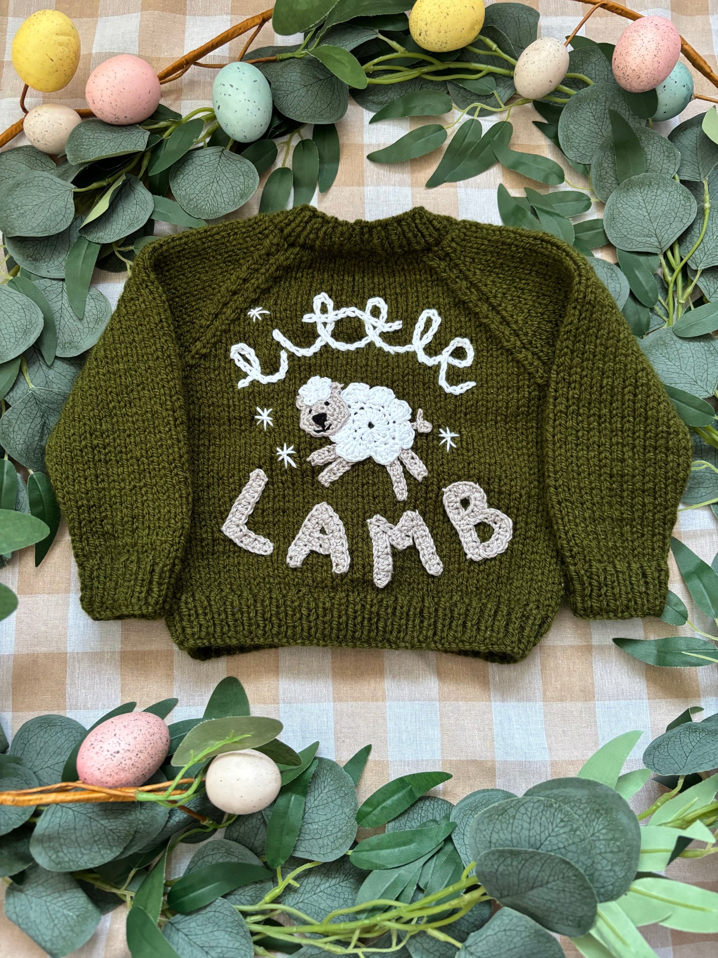 Size 0-6 Months, Little Lamb, Khaki Cardi