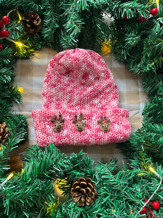 Size 6-8 Years, Slouchy Fit Beanie, Santas Reindeer Hat