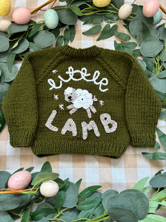 Size 0-6 Months, Little Lamb, Khaki Cardi