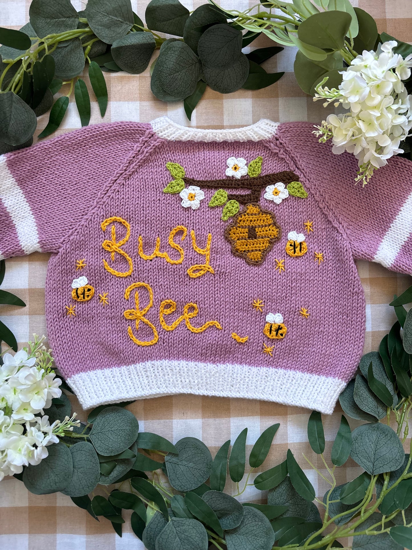 Size 1-2 Years, Busy Bee, Striped Sleeves