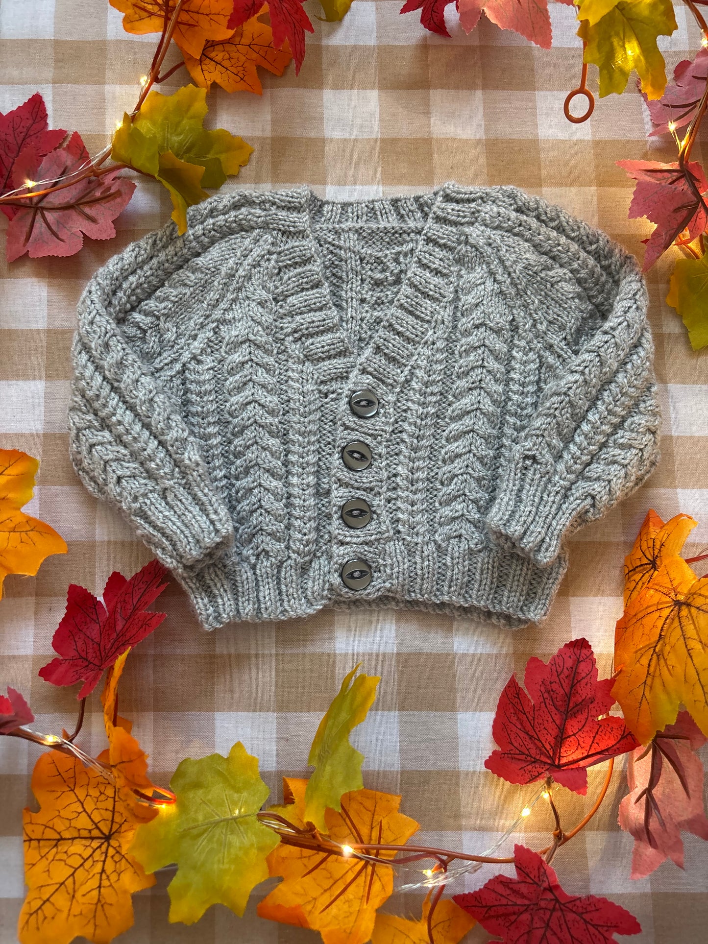 Size 0-3 Months, Boo Cardigan, Halloween Baby Cardigan, Grey Hand knitted
