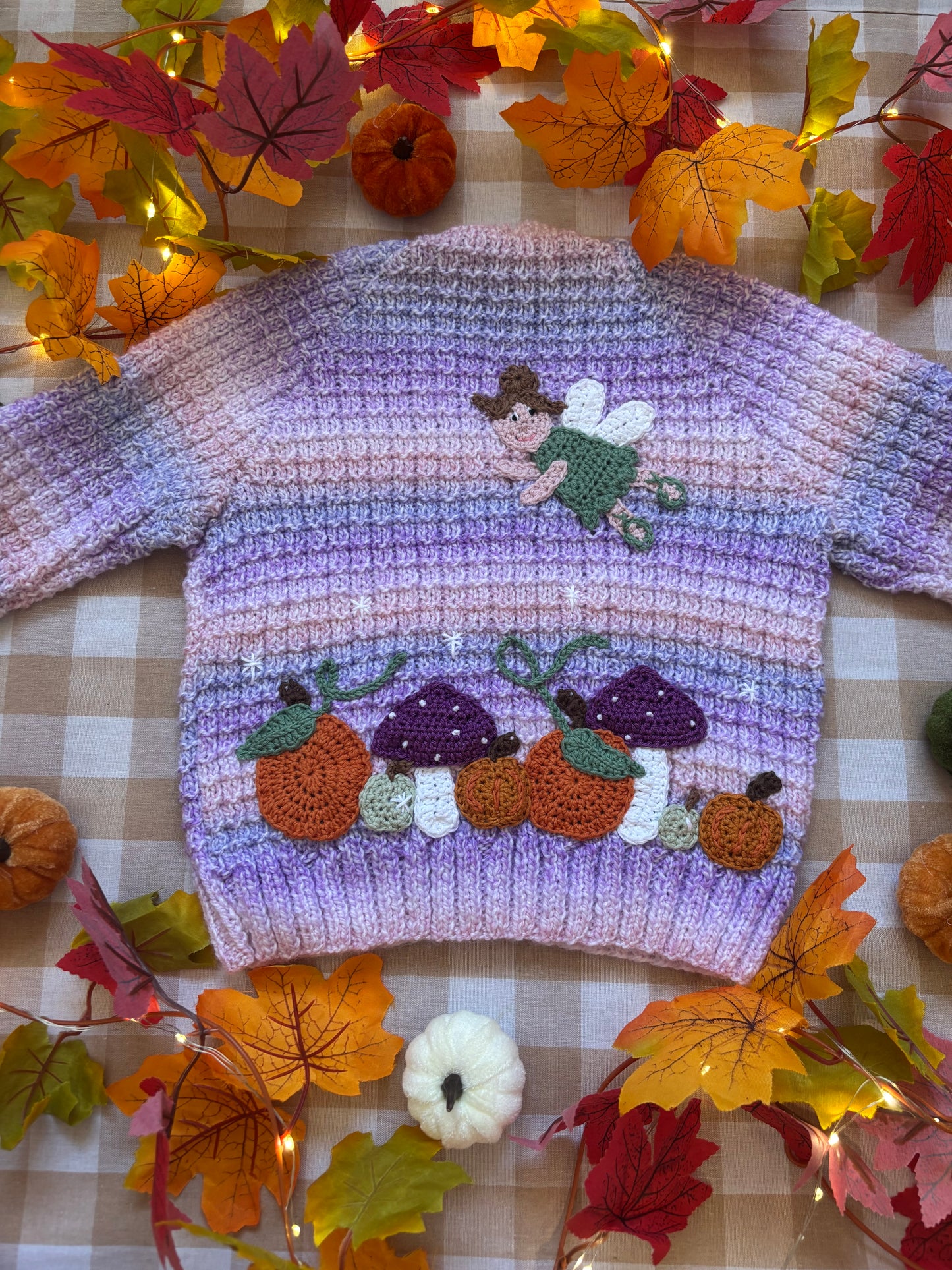Size 2-4 Years, Fairy Pumpkin Patch, Ombre purple,pink
