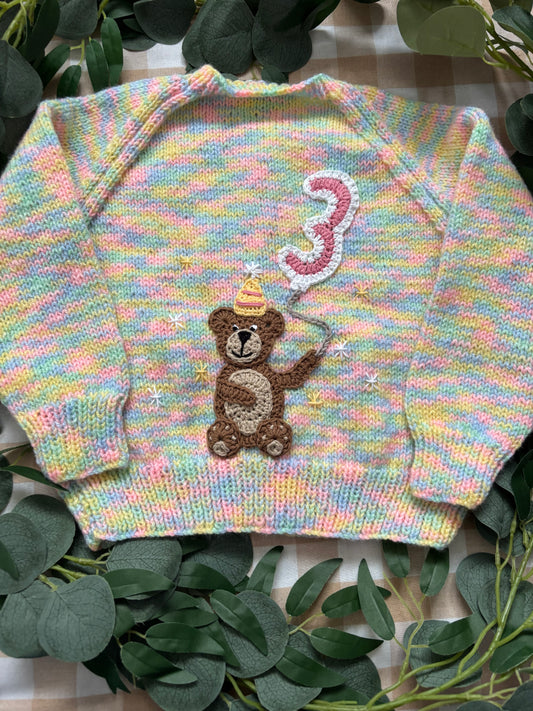 Size 3-4 Years, Pink 3, Birthday Bear