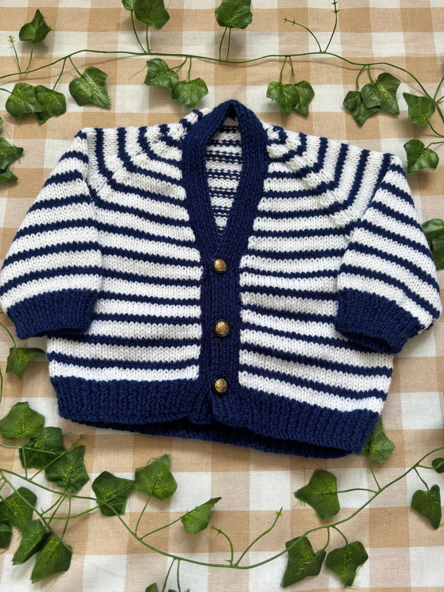 Personalise Me, Add a Letter, Size 6-12 Months, Striped Crab Cardi