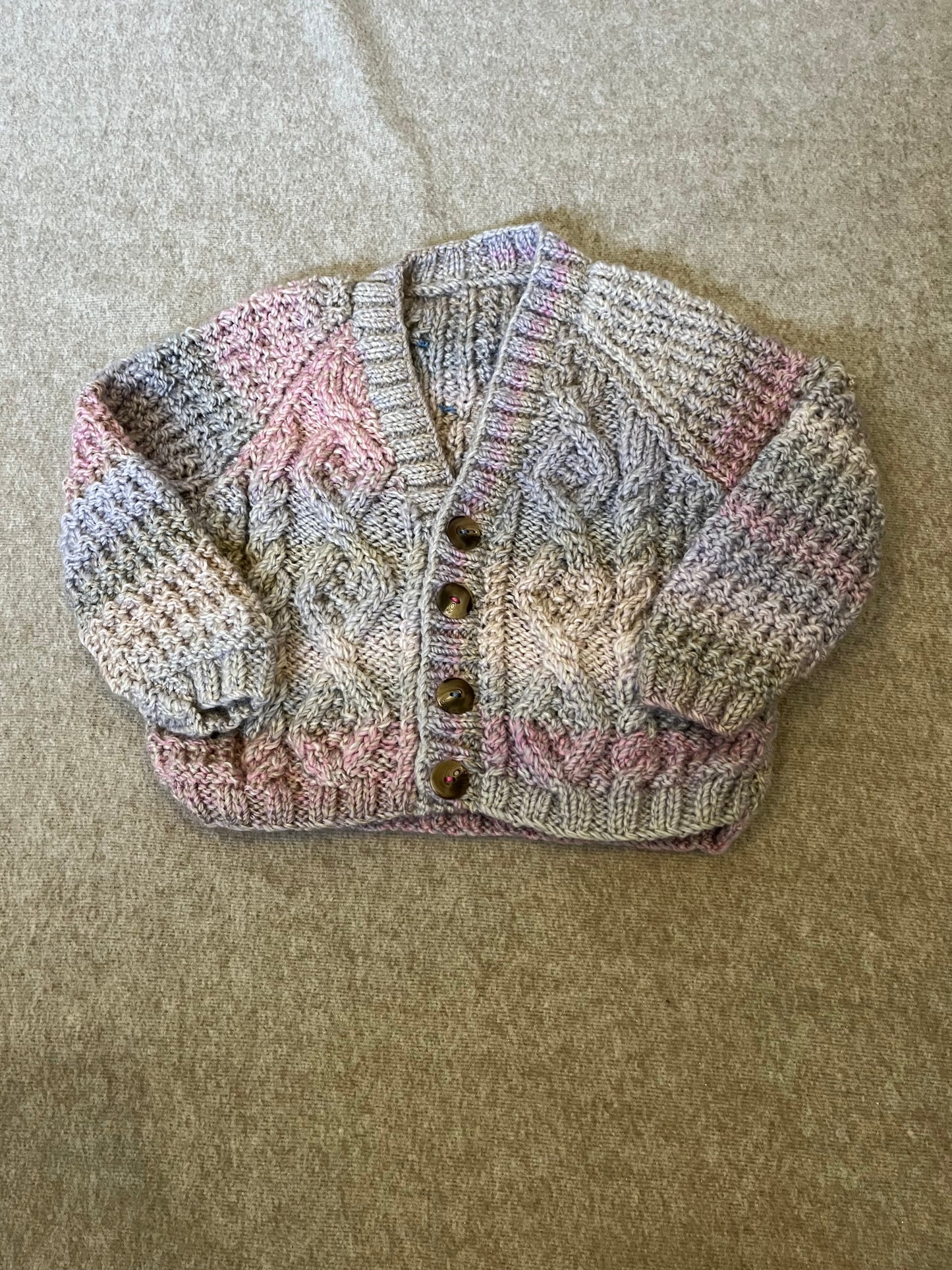 Size 2-3 Years, Ewe + Me, Hand Knitted Ombre Cardigan, Sheep Cardigan